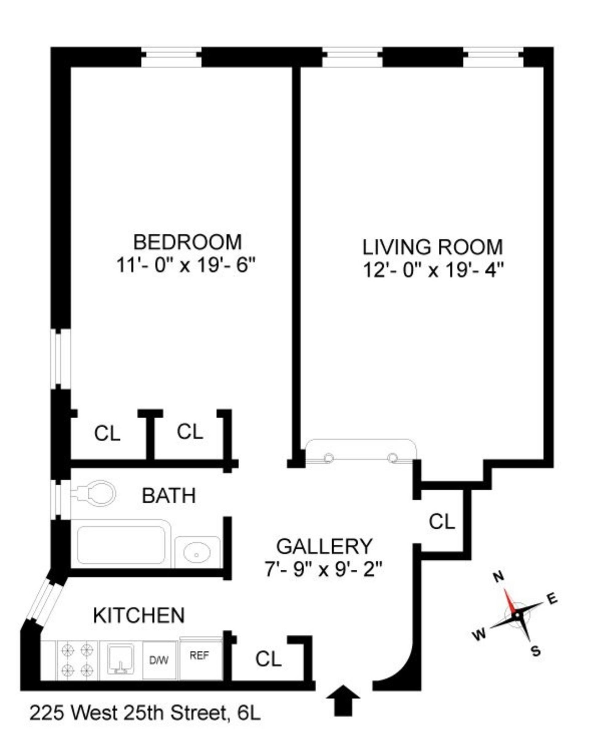 Floorplan for 225 West 25th Street, 6L