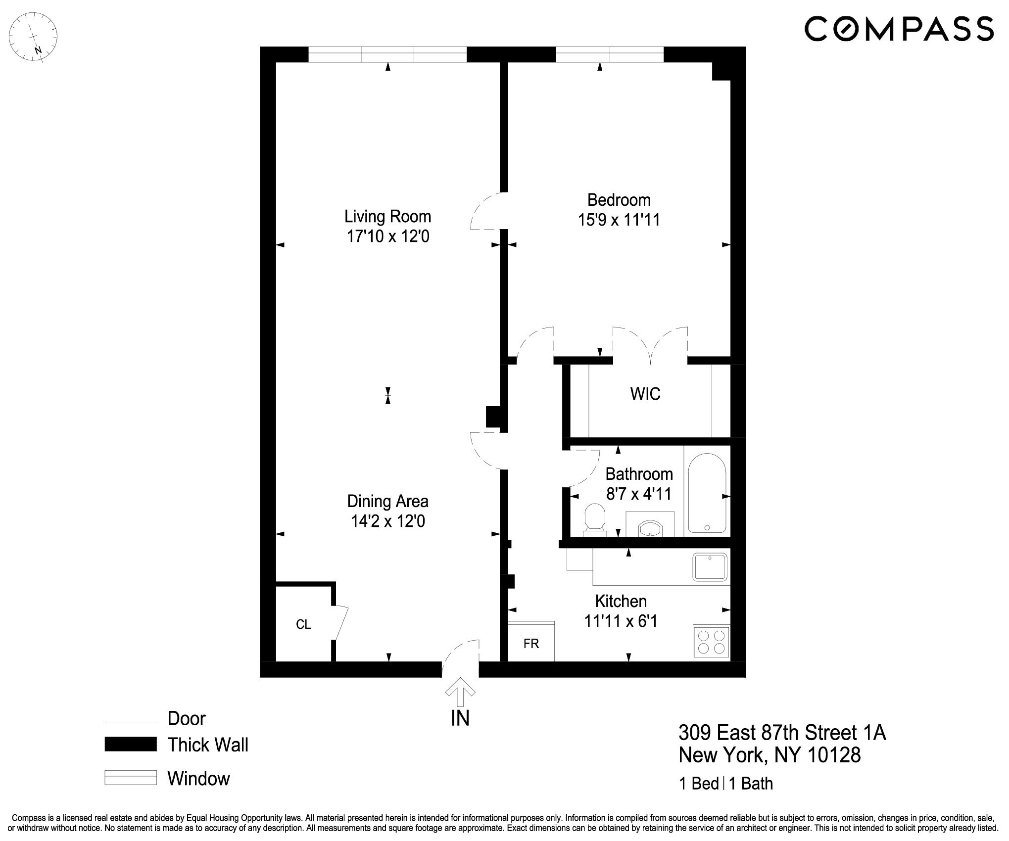 Floorplan for 309 East 87th Street, 1A