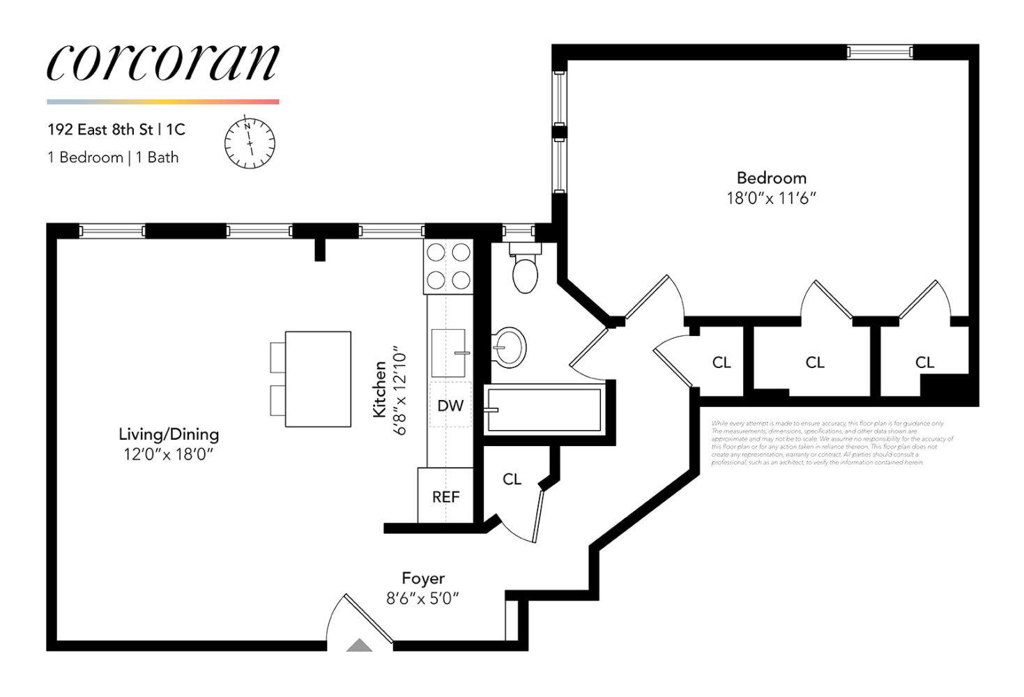 Floorplan for 192 East 8th Street, 1C