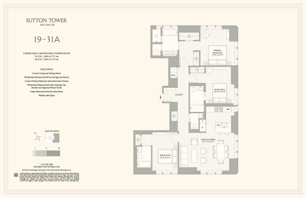 Floorplan for 430 East 58th Street, 22A