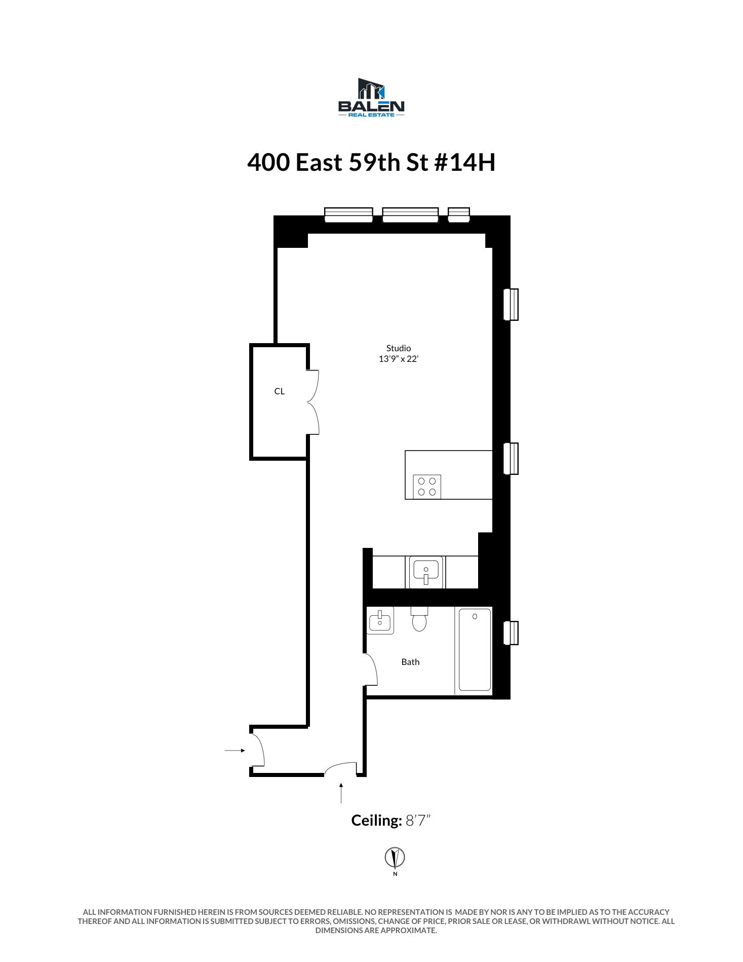 Floorplan for 400 East 59th Street, 14-H