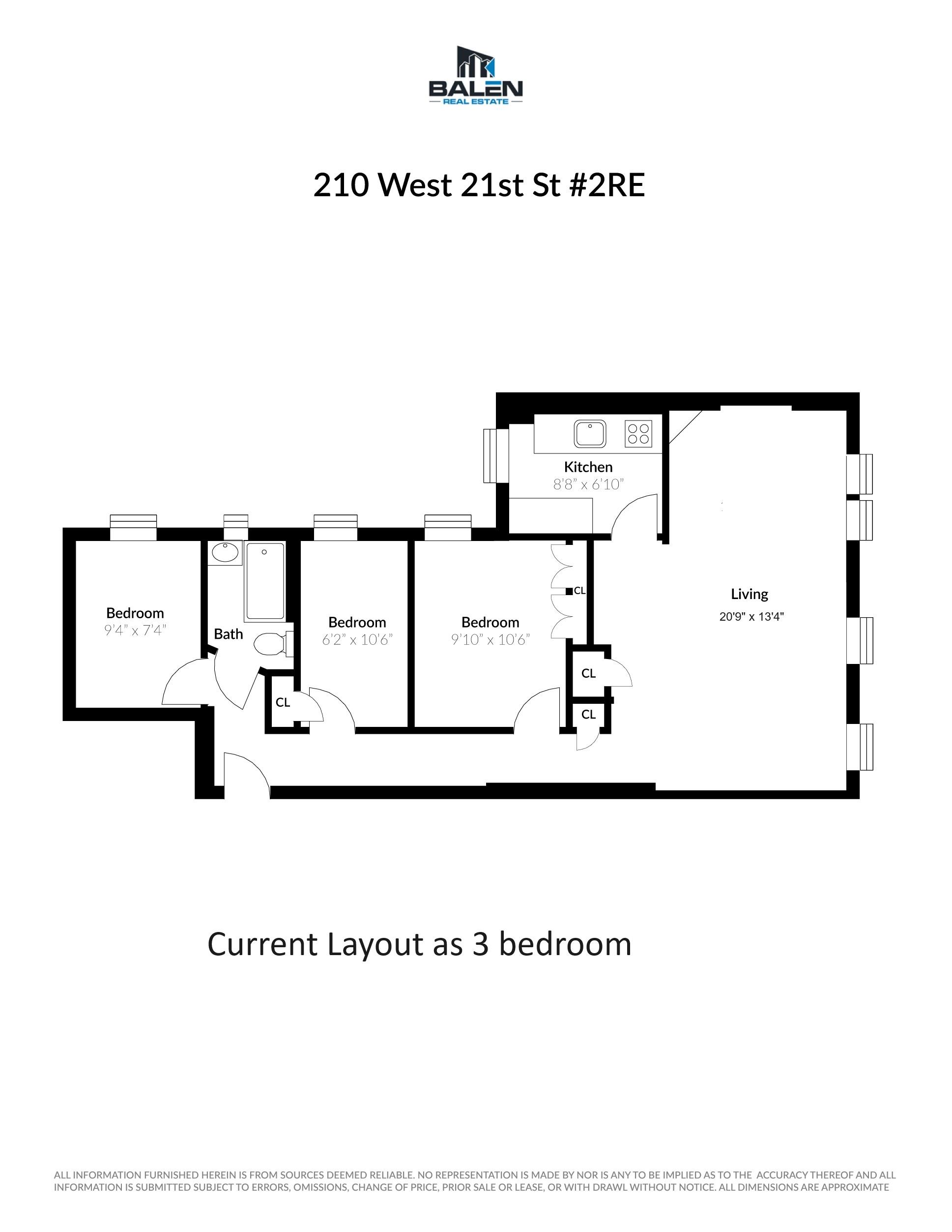 Floorplan for 210 West 21st Street, 2-RE