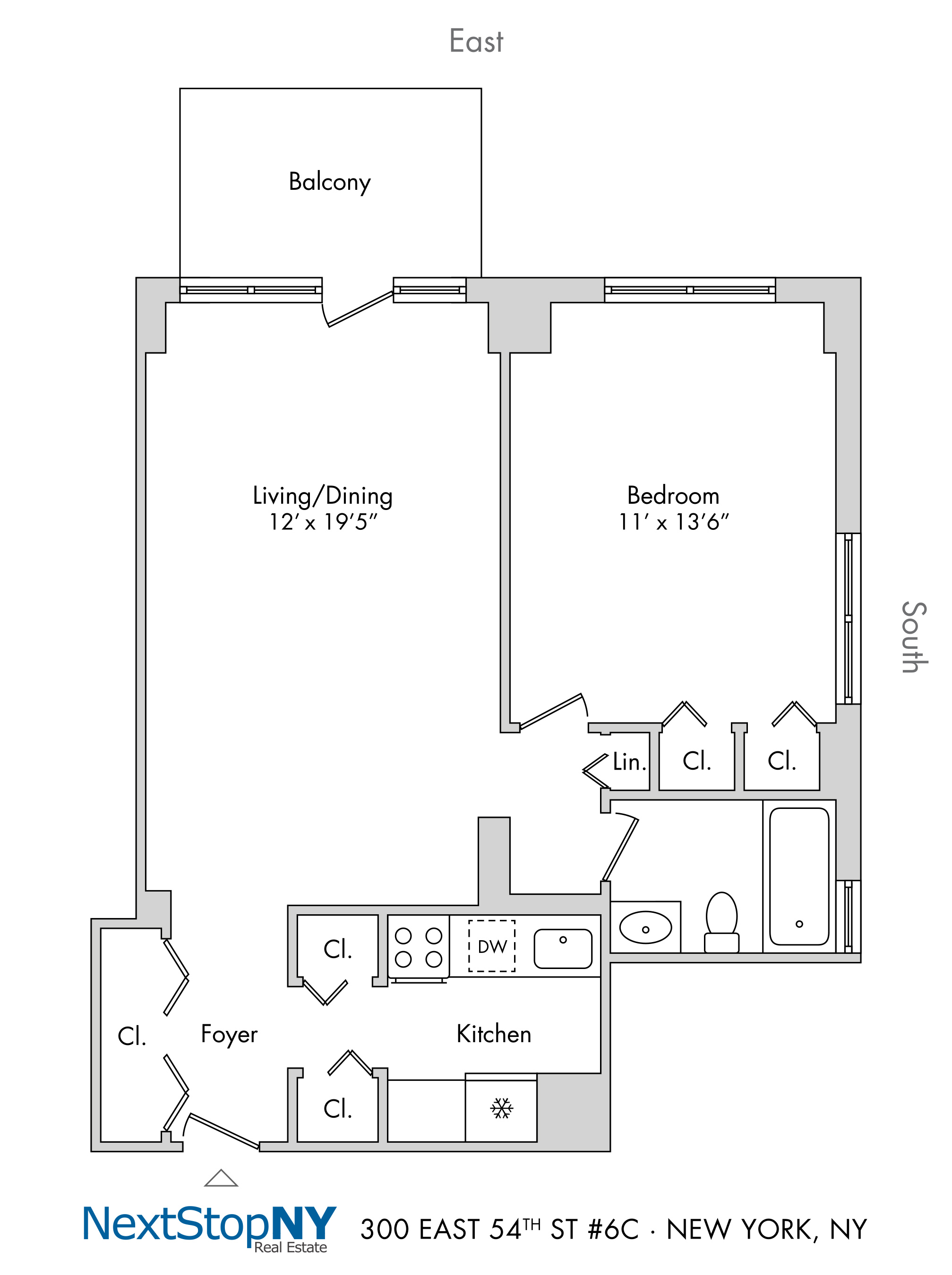 Floorplan for 300 East 54th Street, 6C