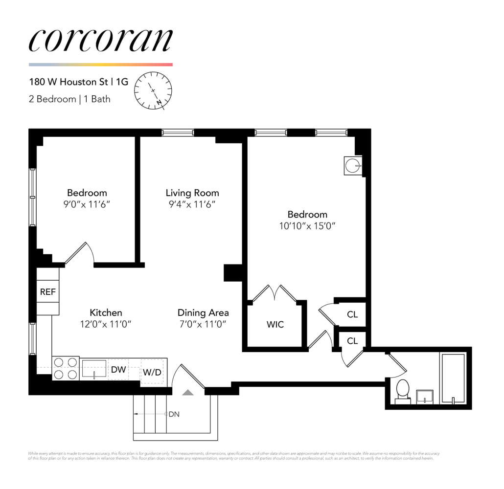 Floorplan for 180 West Houston Street, 1G