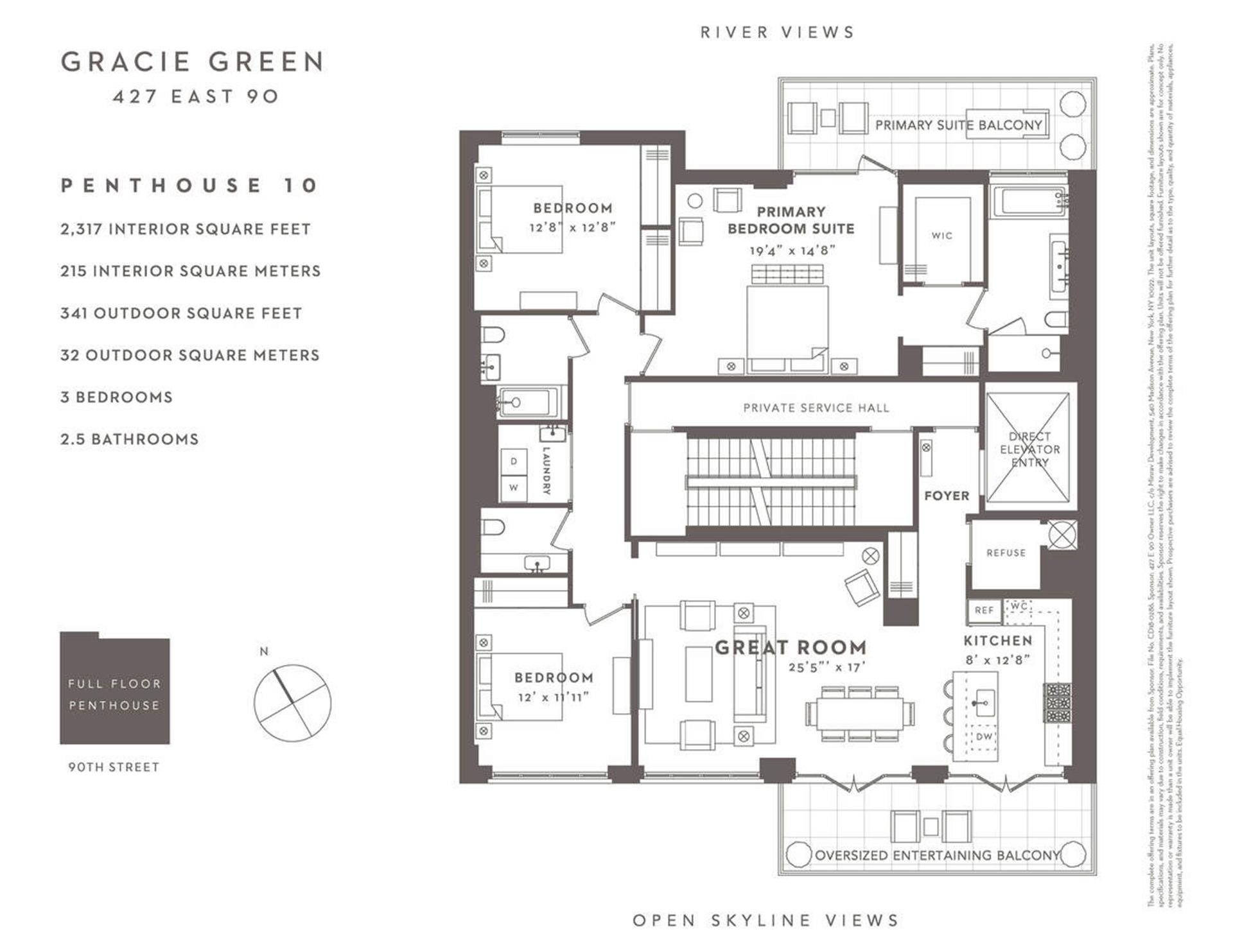 Floorplan for 427 East 90th Street, PH10