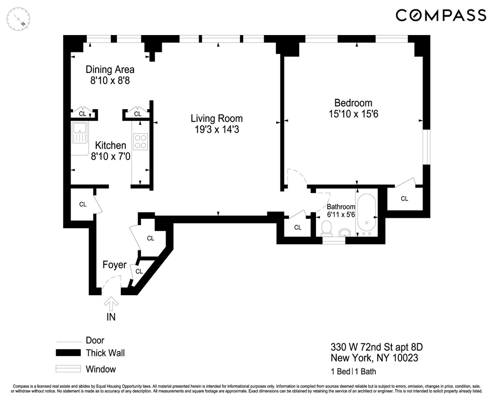 Floorplan for 330 West 72nd Street, 8D