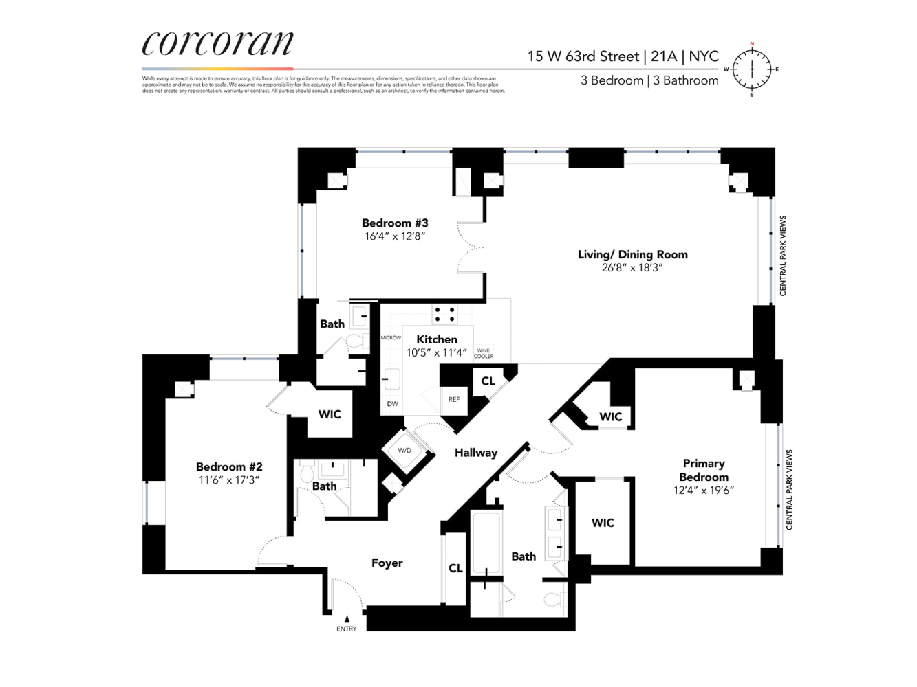 Floorplan for 15 West 63rd Street, 21A