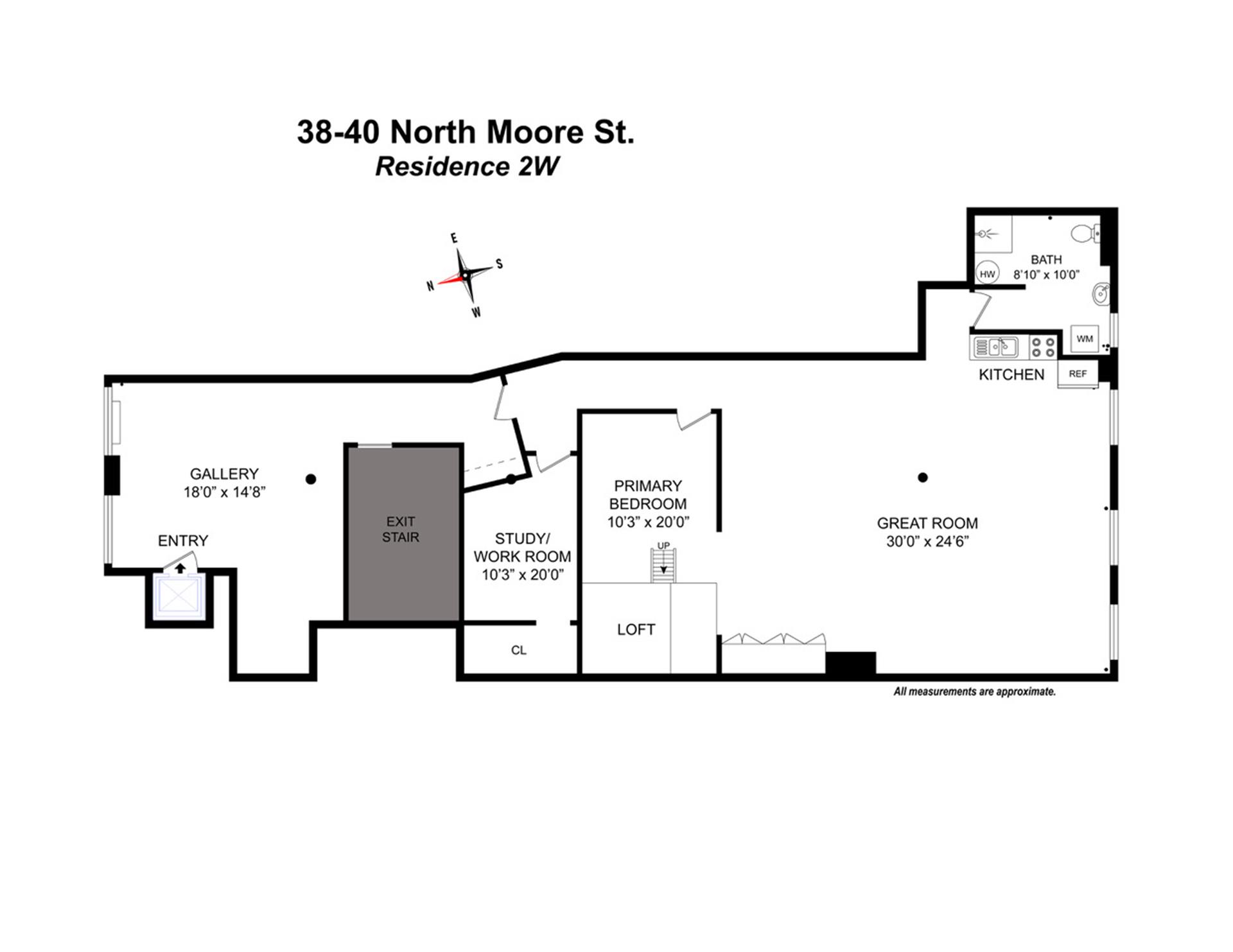 Floorplan for 38 North Moore Street, 2W