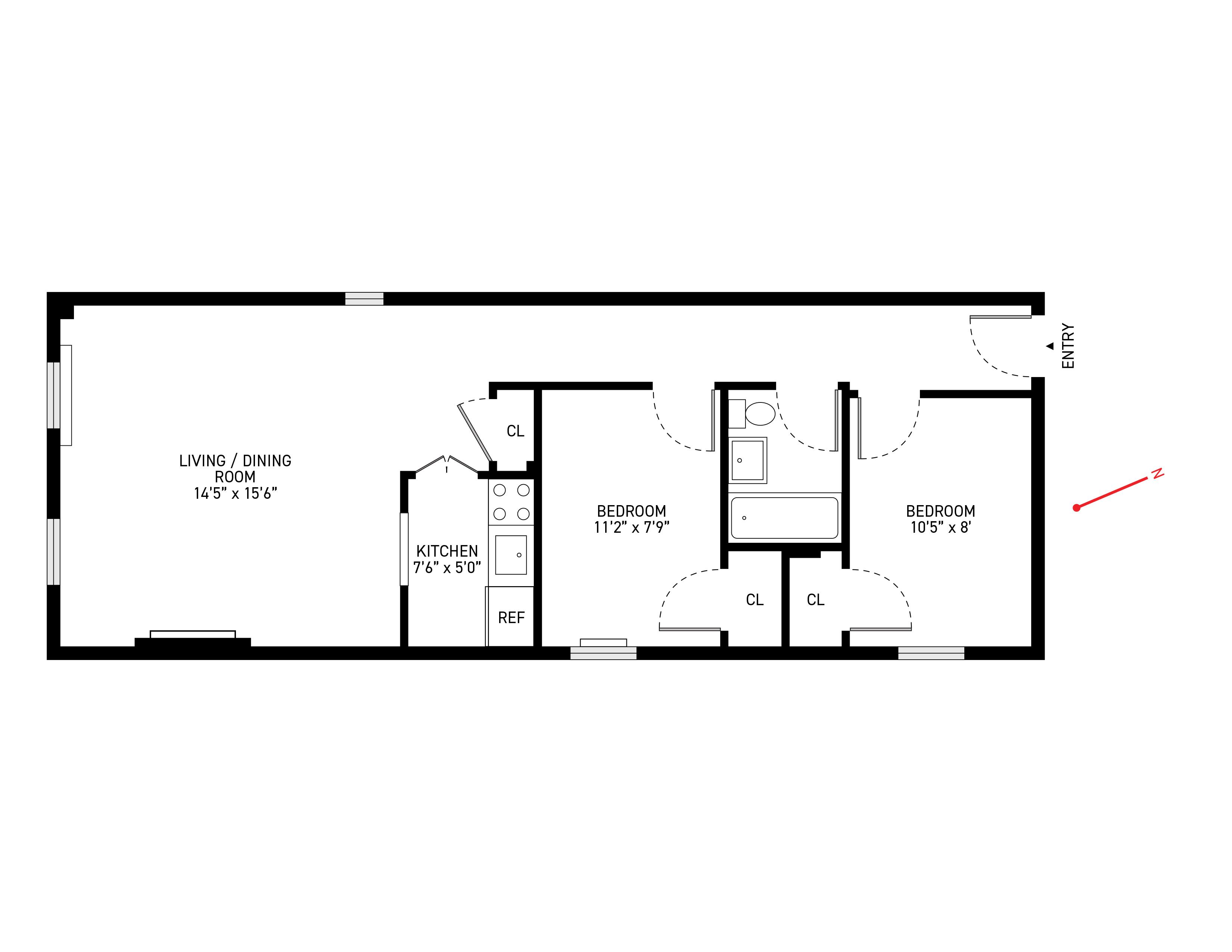 Floorplan for 342 East 87th Street, 2-B