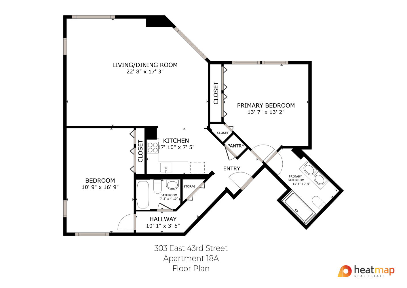 Floorplan for 303 East 43rd Street, 18A