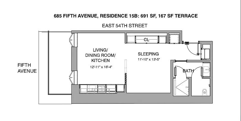 Floorplan for 685 5th Avenue, 15B