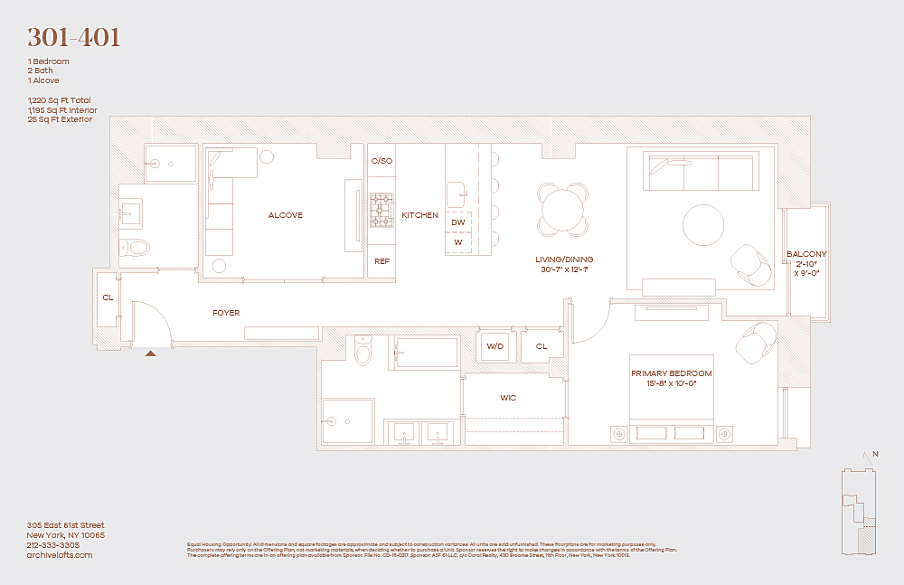 Floorplan for 305 East 61st Street, 301