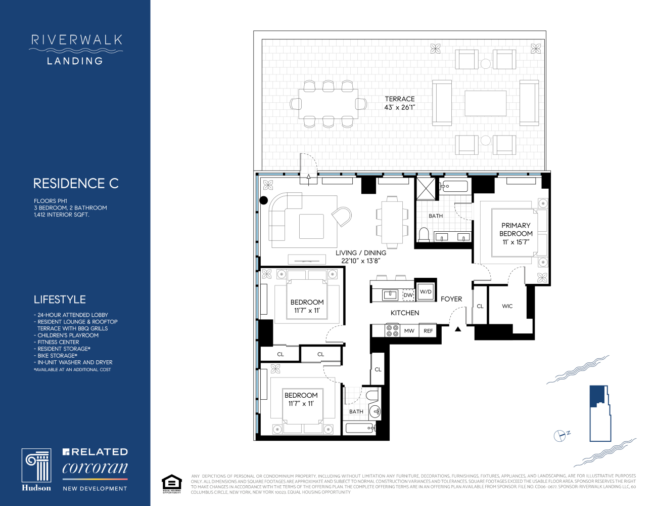 Floorplan for 425 Main Street, PH1C