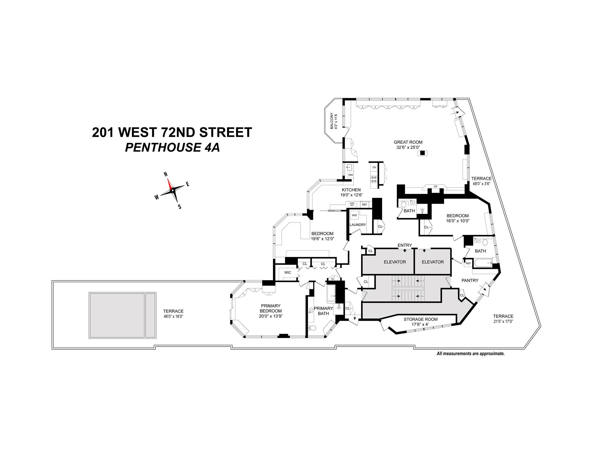 Floorplan for 201 West 72nd Street, PH4A