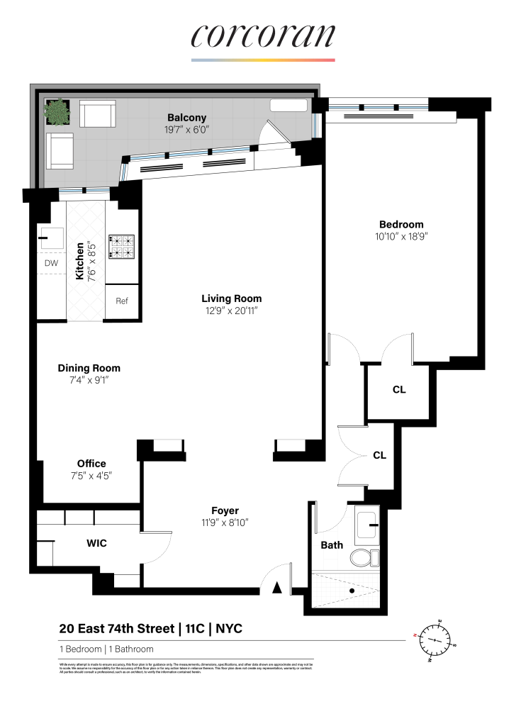 Floorplan for 20 East 74th Street, 11C