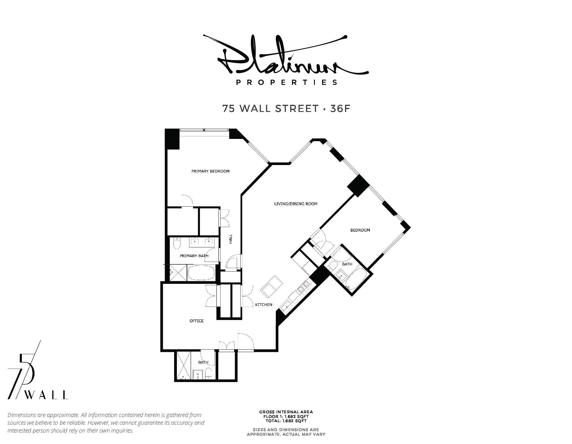 Floorplan for 75 Wall Street, 36-F