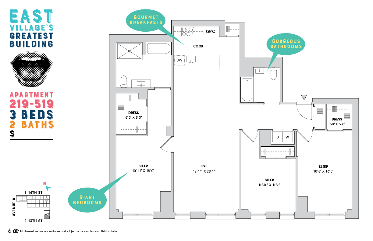 Floorplan for 510 East 14th Street, 319