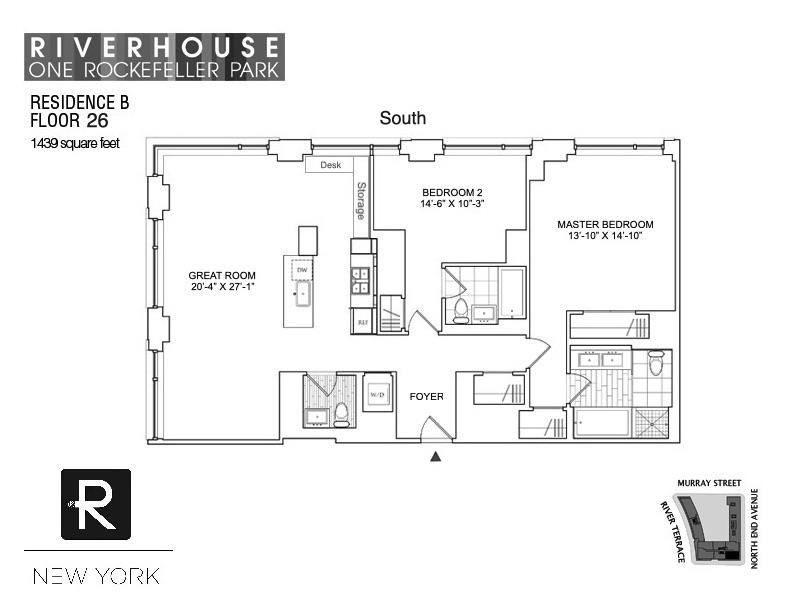 Floorplan for 2 River Terrace, 26-B