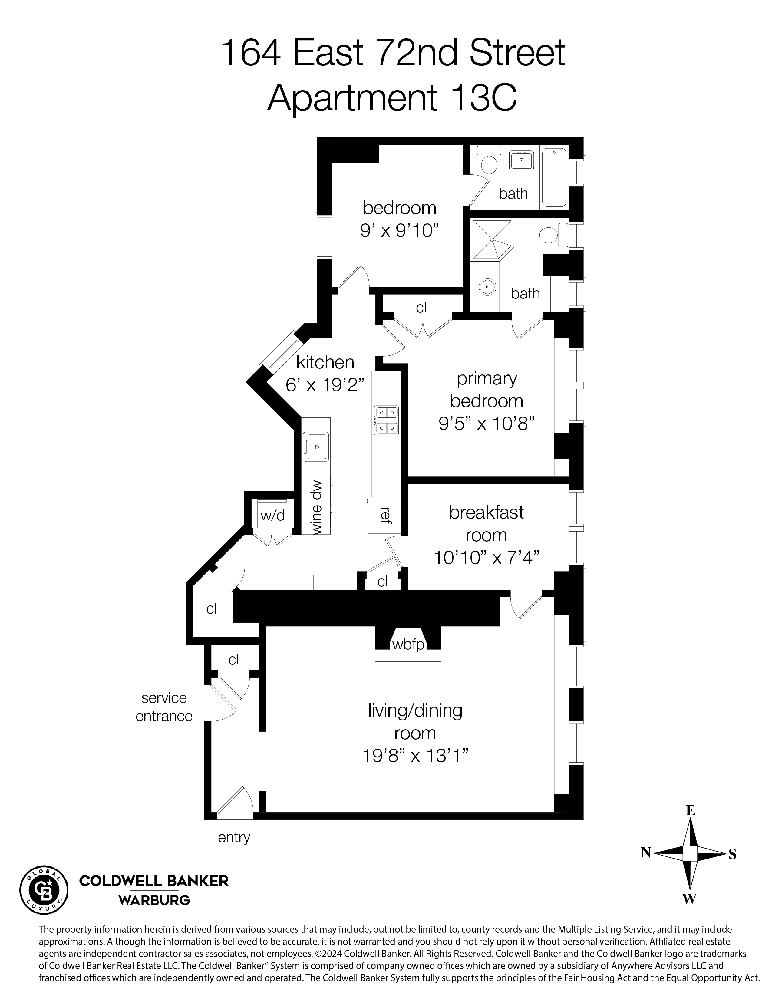 Floorplan for 164 East 72nd Street, 13C