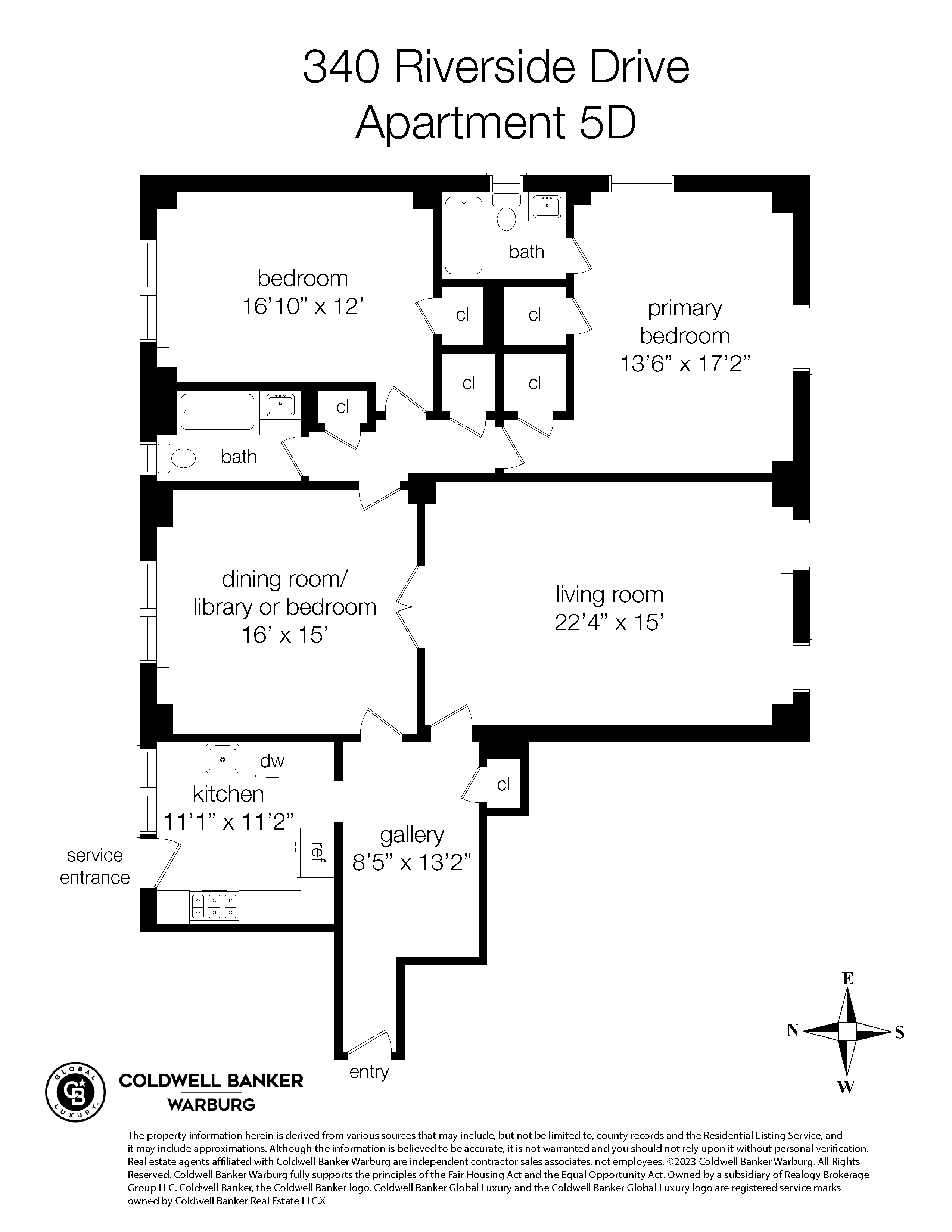 Floorplan for 340 Riverside Drive, 5D