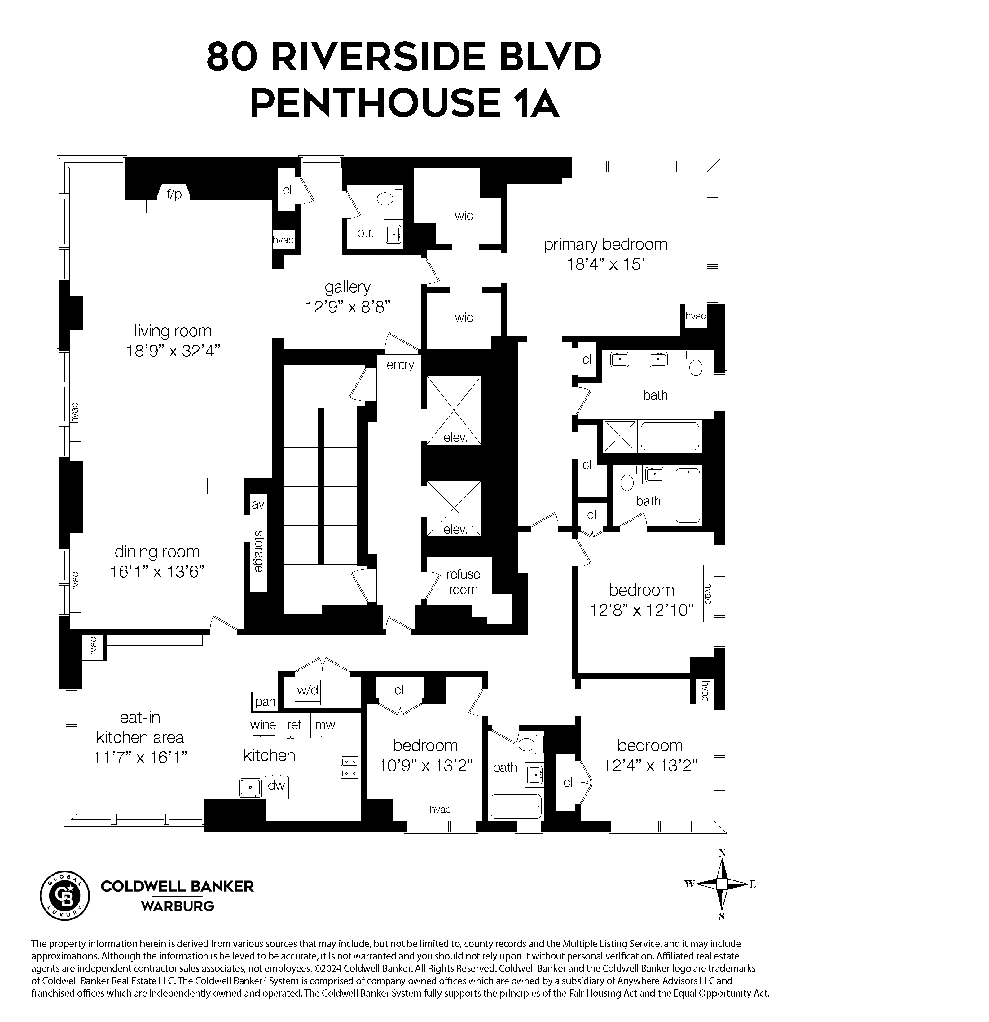 Floorplan for 80 Riverside Boulevard, PH1A