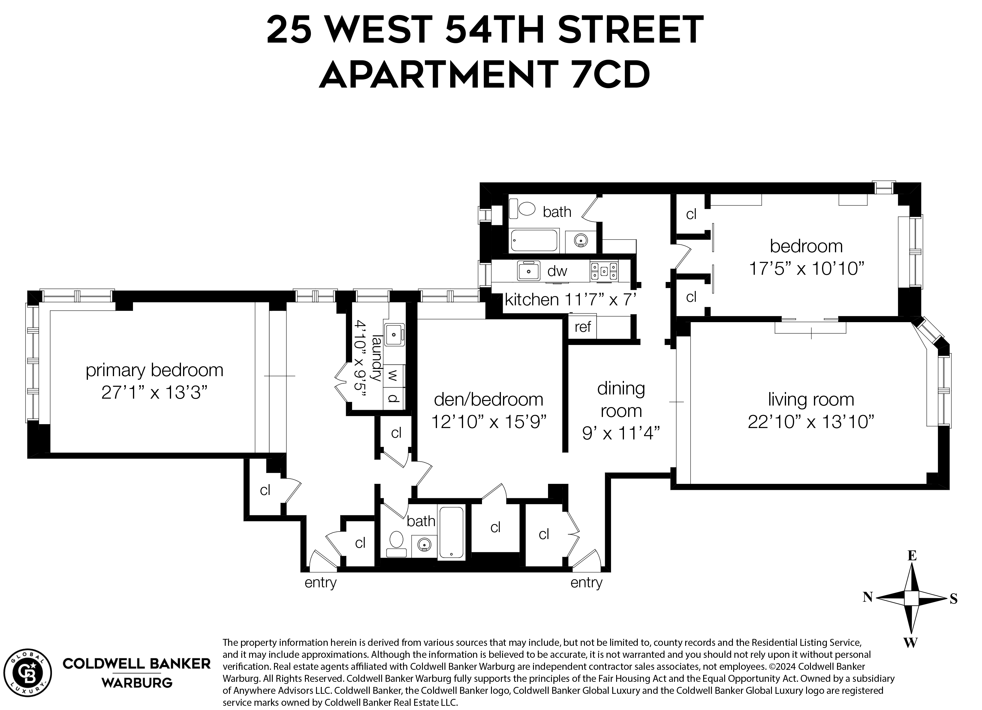 Floorplan for 25 West 54th Street, 7CD