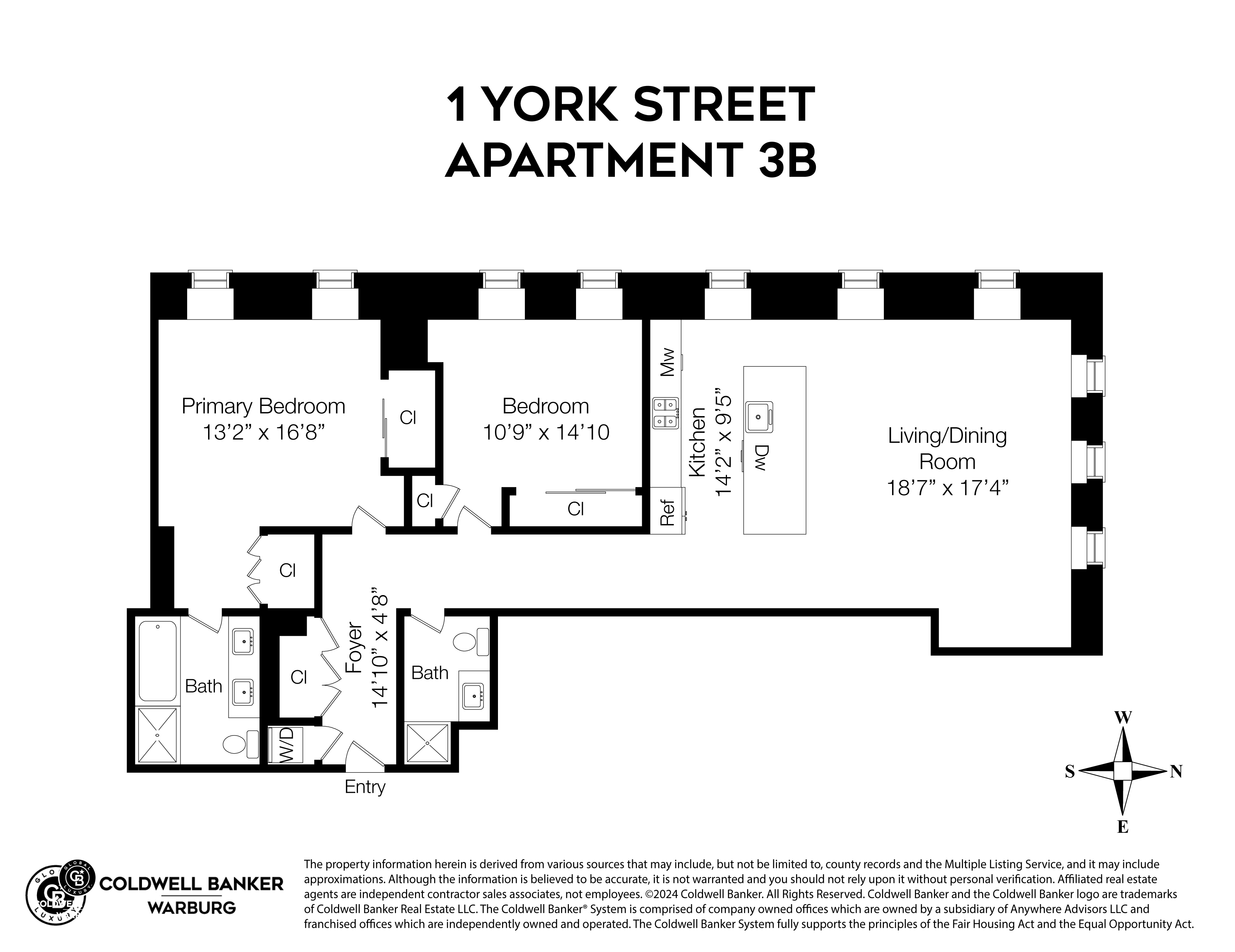 Floorplan for 1 York Street, 3B