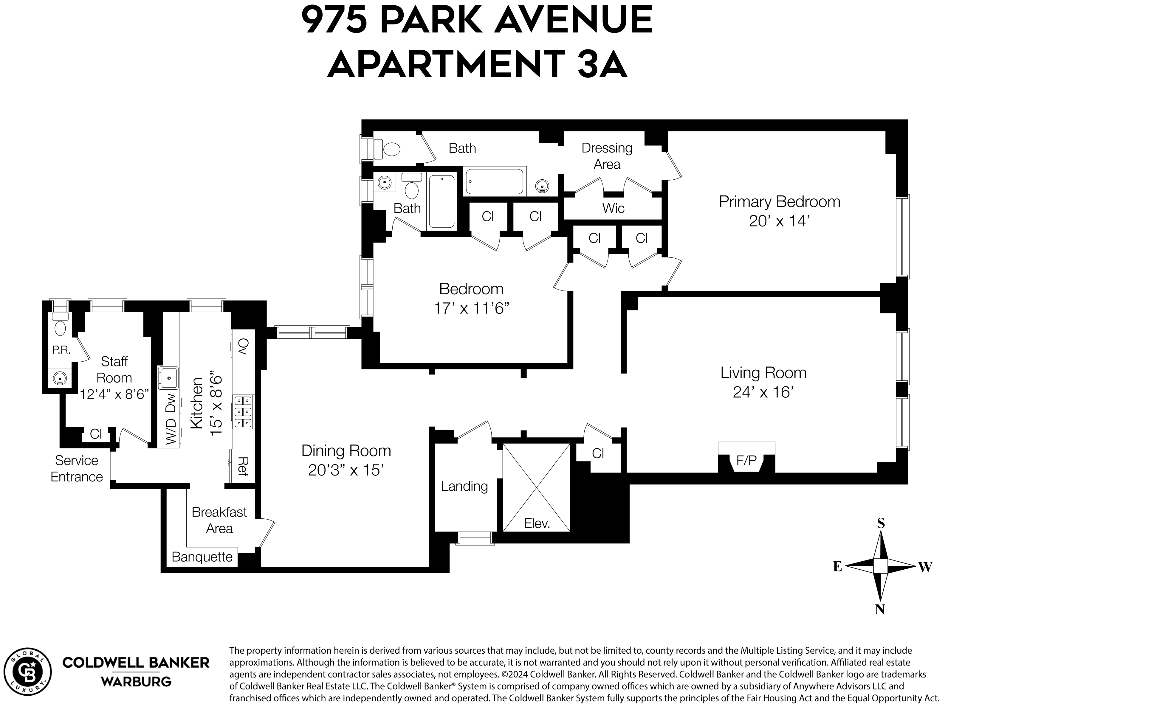 Floorplan for 975 Park Avenue, 3A