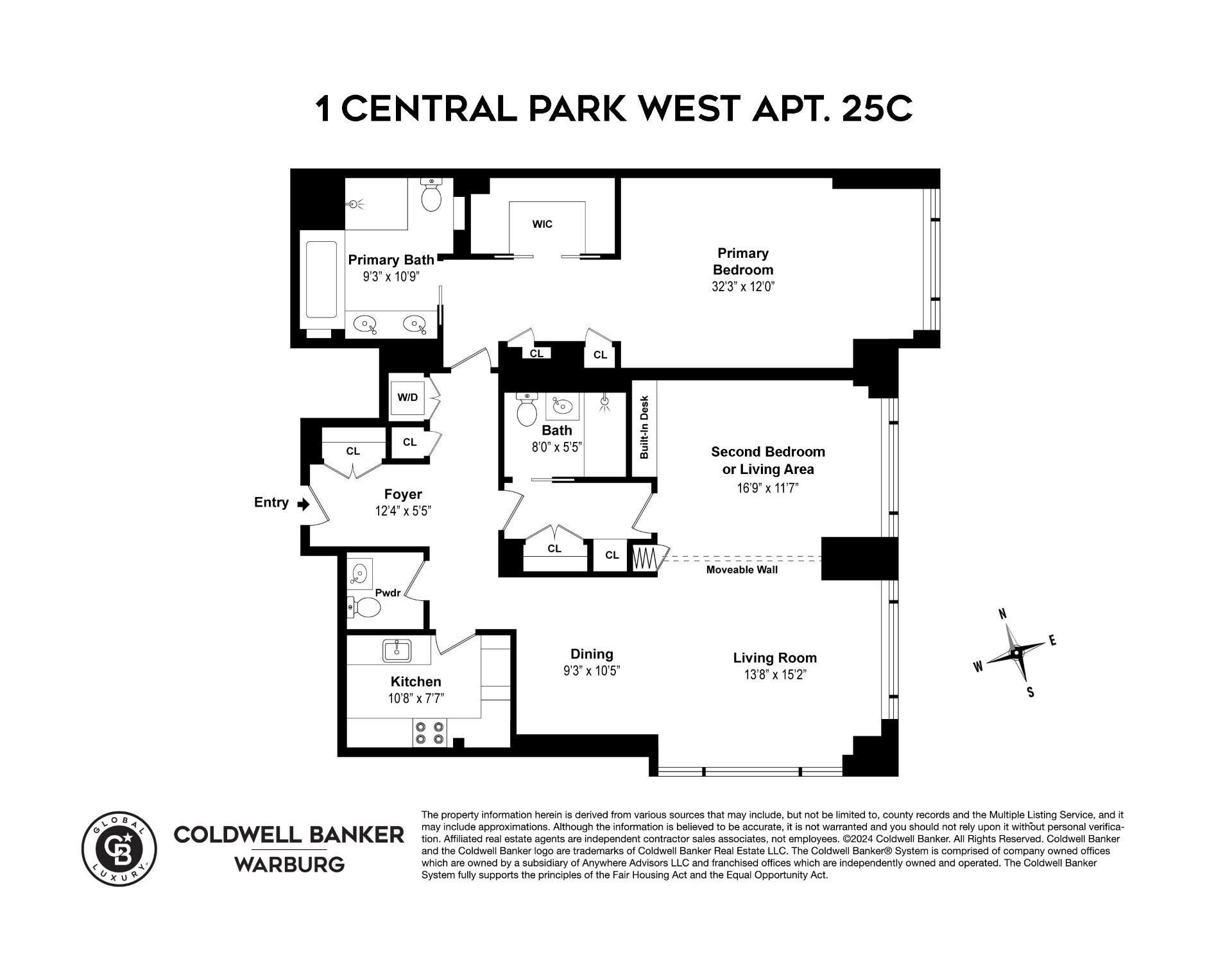 Floorplan for 1 Central Park, 25C