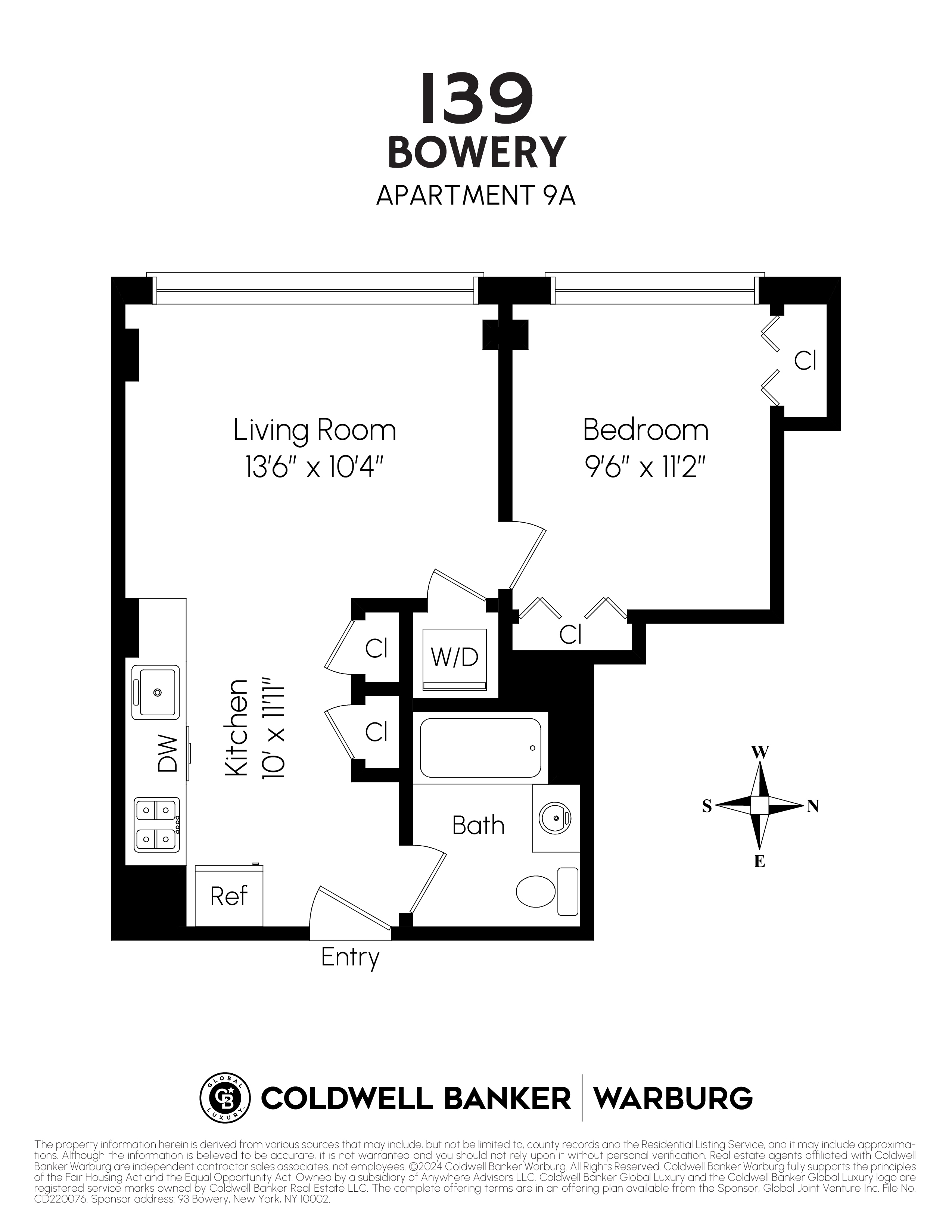 Floorplan for 139 Bowery, 9A