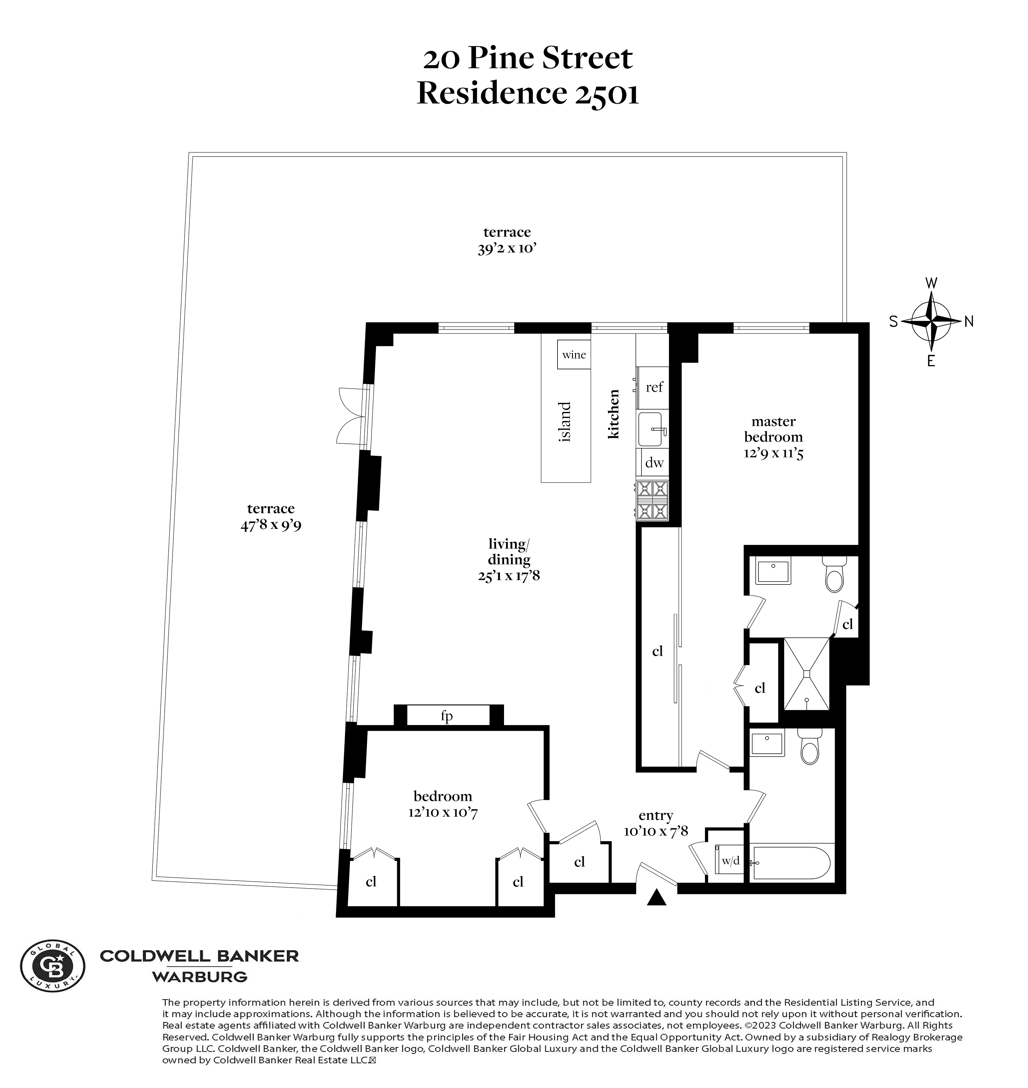 Floorplan for 20 Pine Street, PH2501