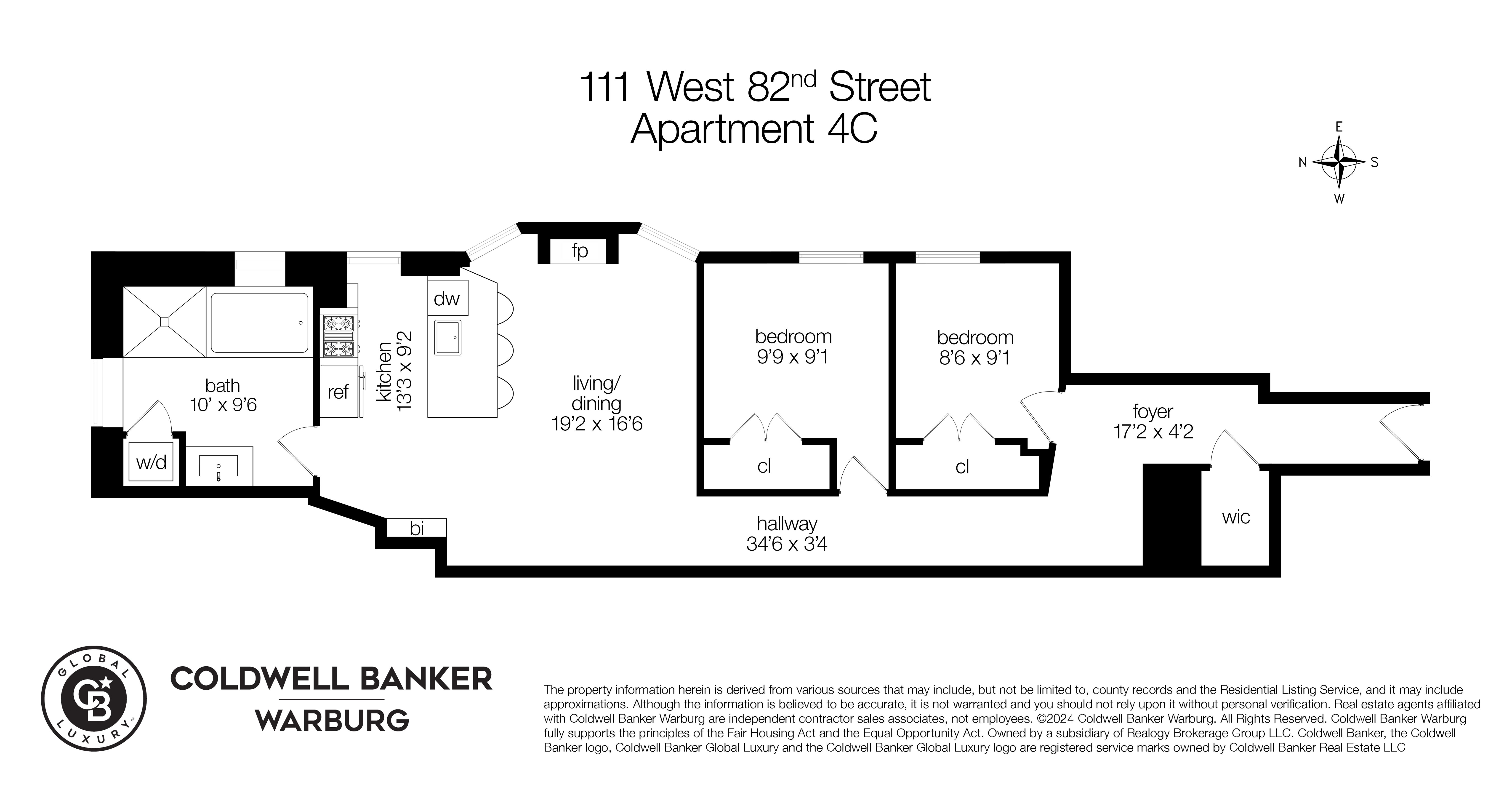 Floorplan for 111 West 82nd Street, 4C