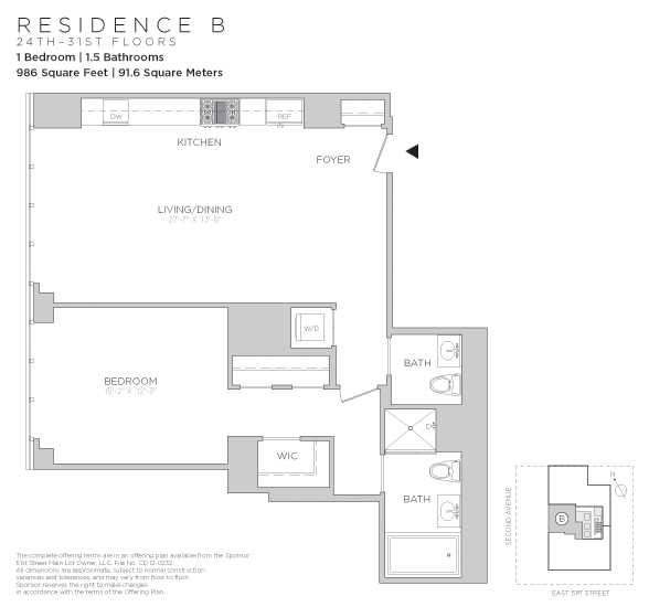 Floorplan for 305 East 51st Street, 28B