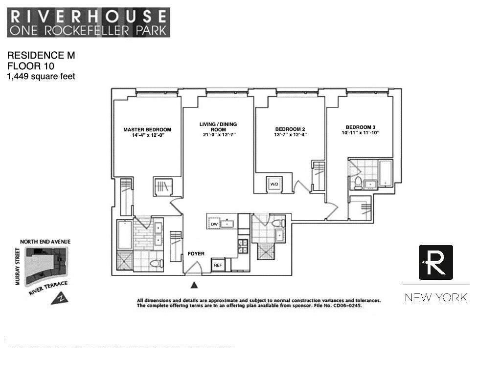 Floorplan for 2 River Terrace, 10-M