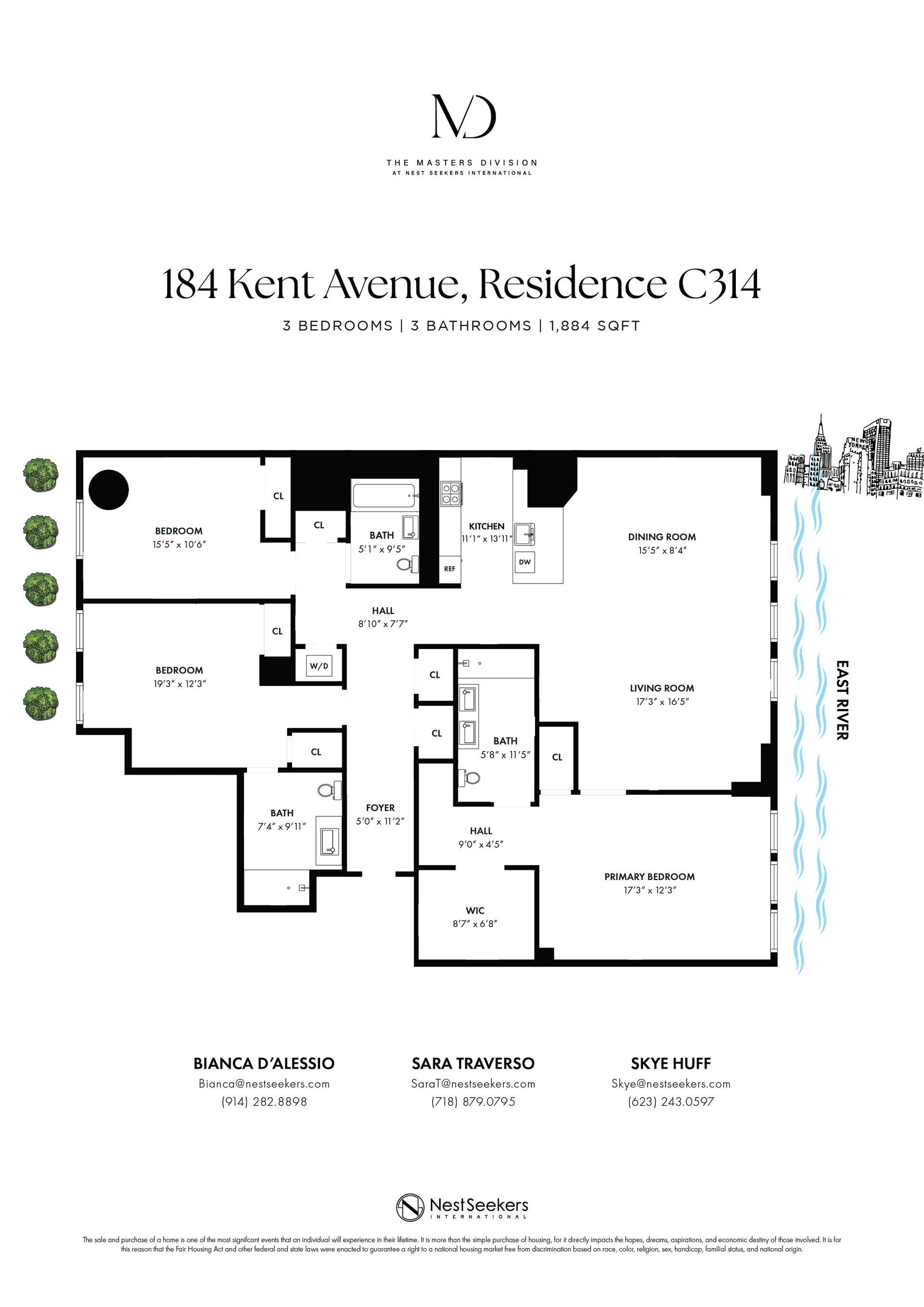 Floorplan for 184 Kent Avenue, C-314