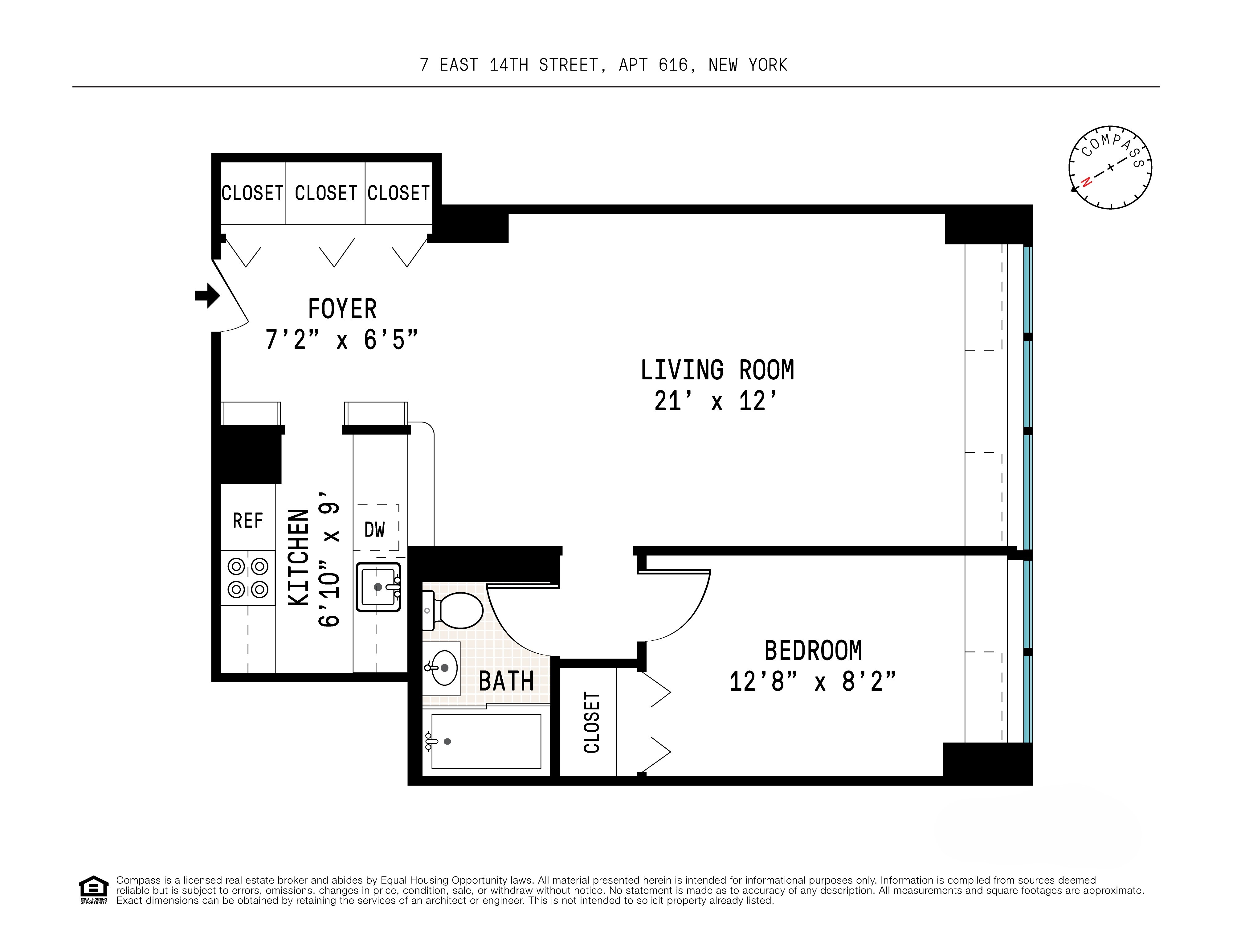 Floorplan for 7 East 14th Street, 616