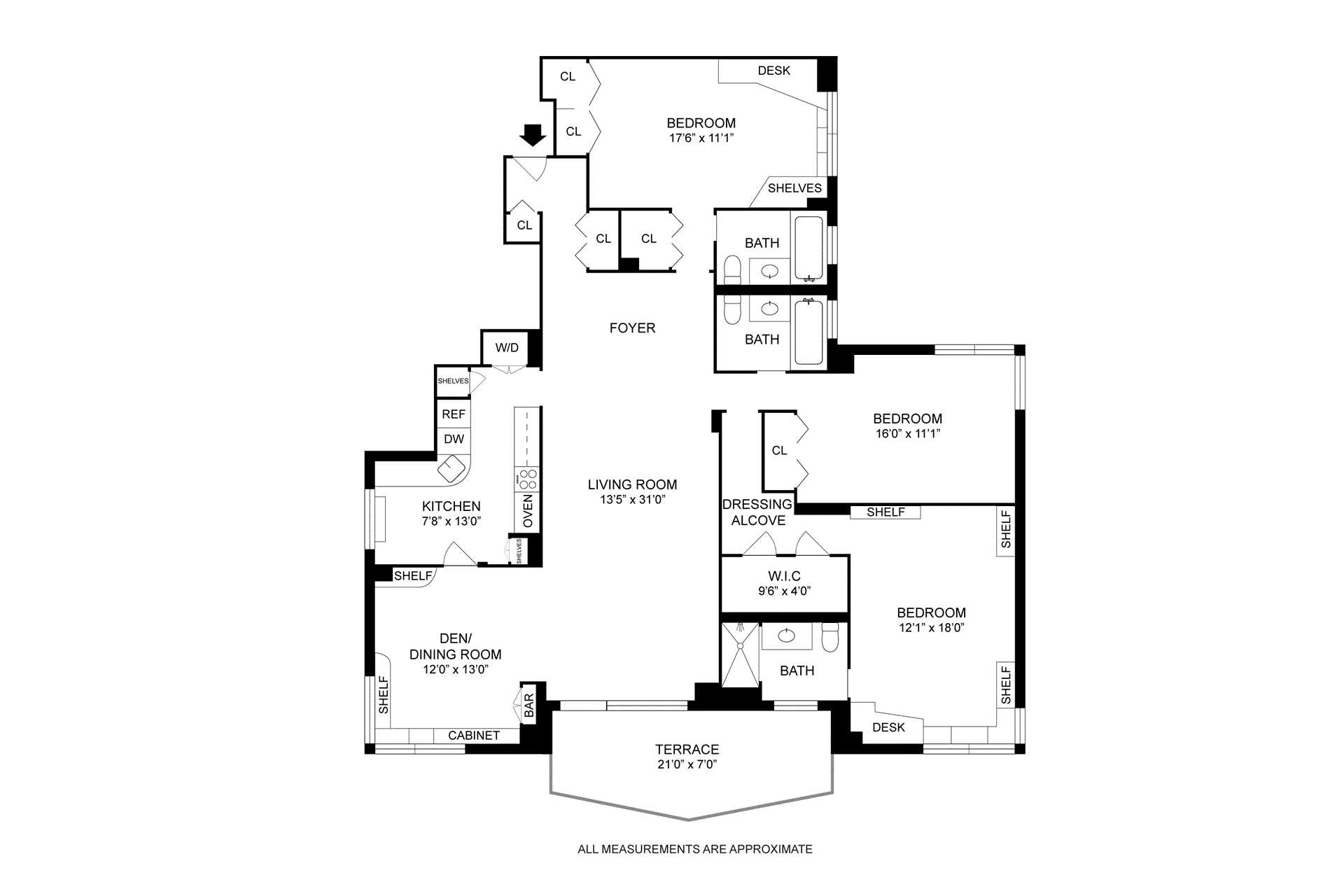 Floorplan for 3333 Henry Hudson Parkway, 6E