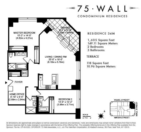 Floorplan for 75 Wall Street, 34-M