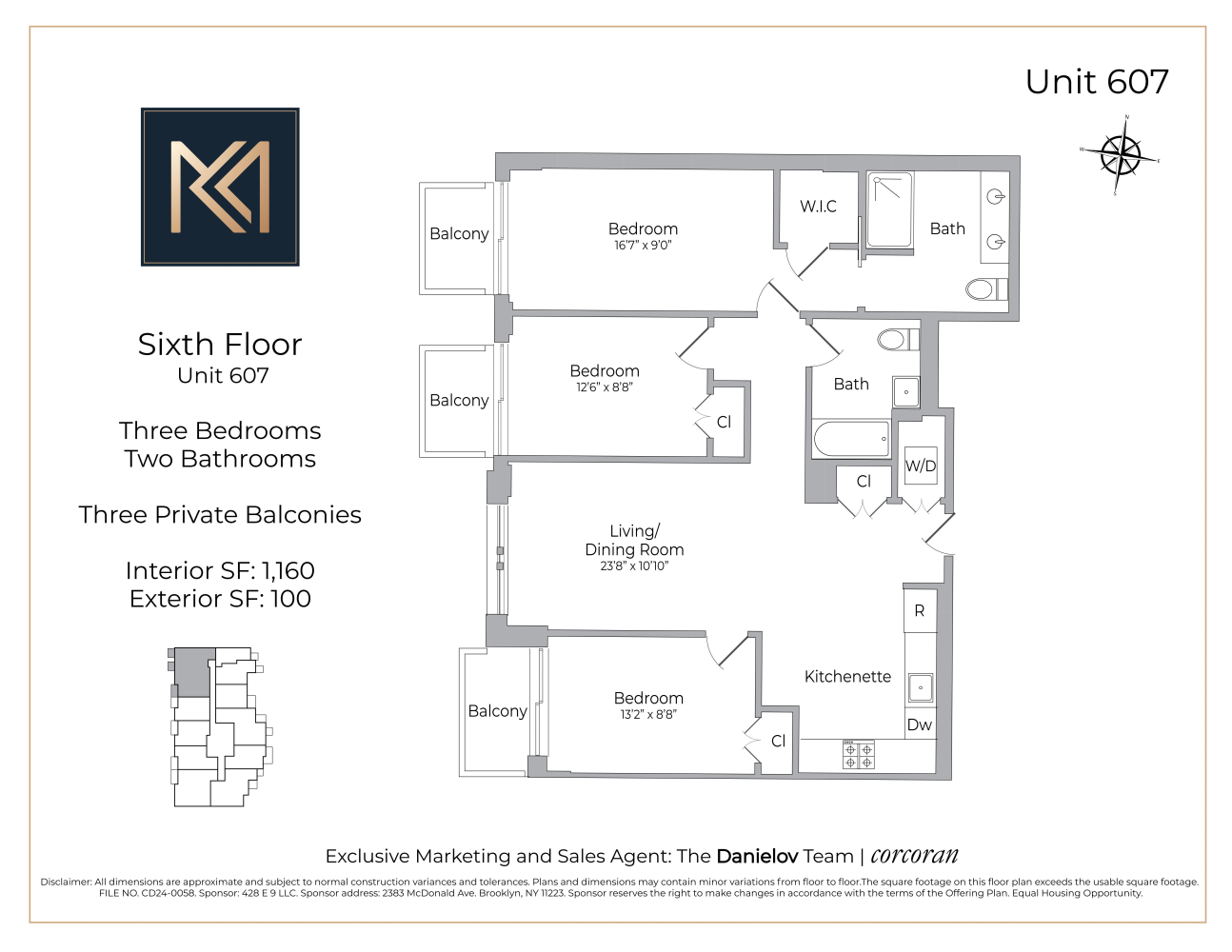 Floorplan for 428 East 9th Street, 607