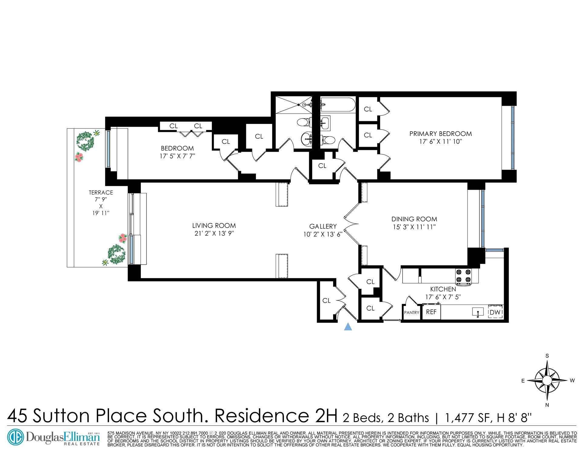 Floorplan for 45 Sutton Place, 2H