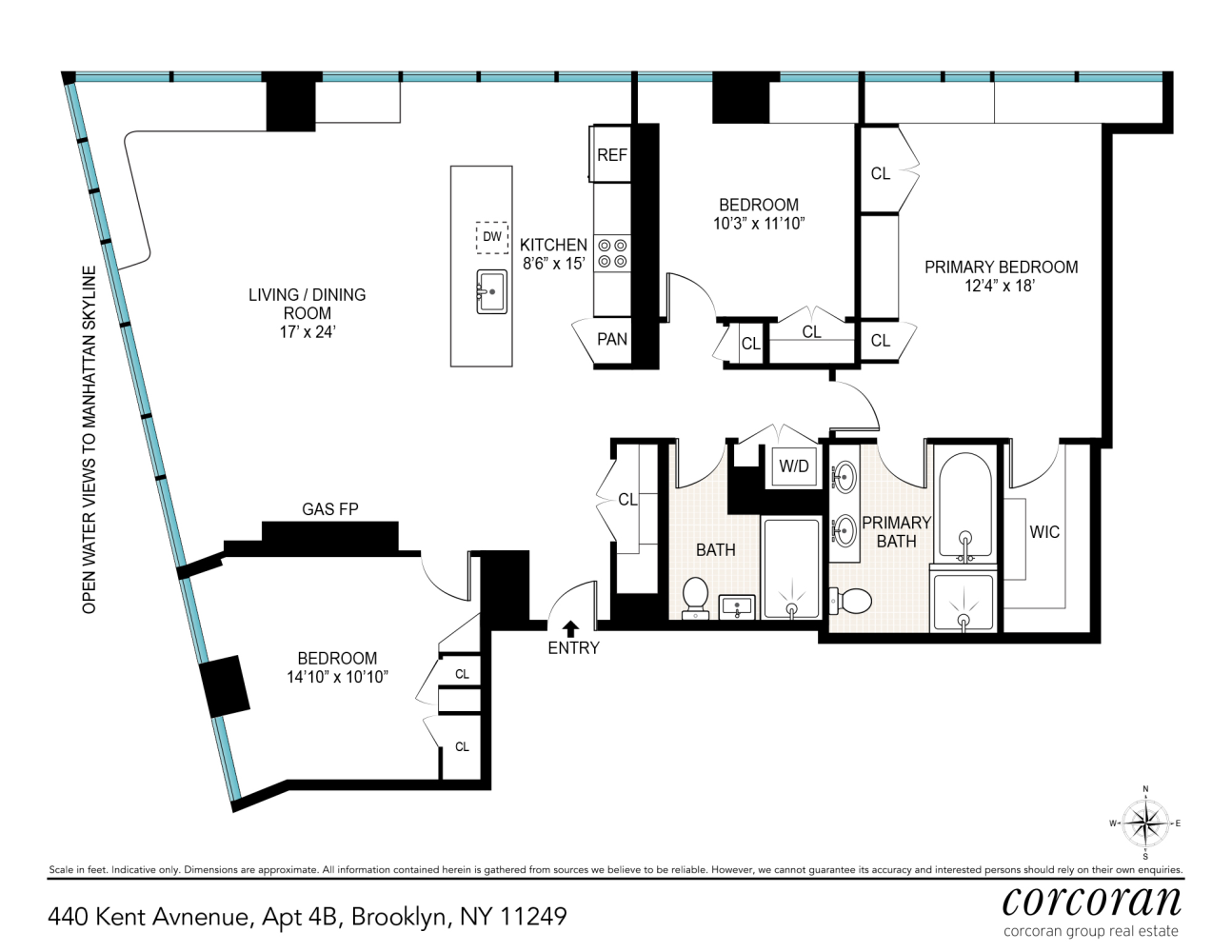 Floorplan for 440 Kent Avenue, 4B