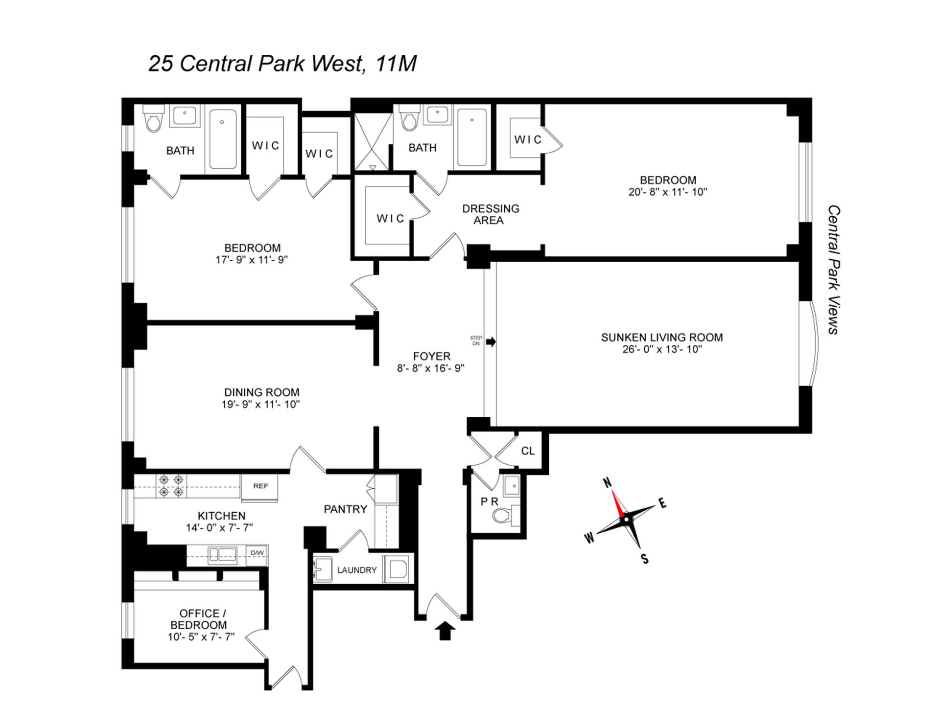 Floorplan for 25 Central Park, 11M