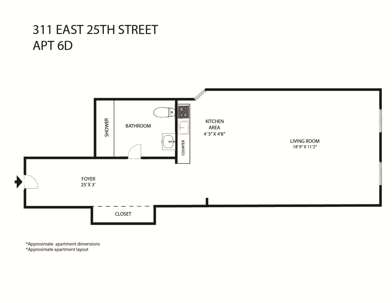 Floorplan for 311 East 25th Street, 6D