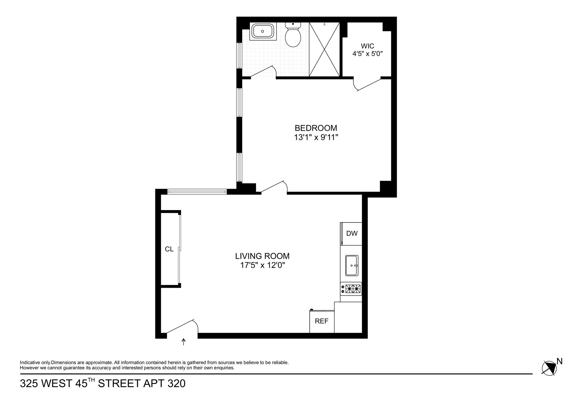 Floorplan for 325 West 45th Street, 320