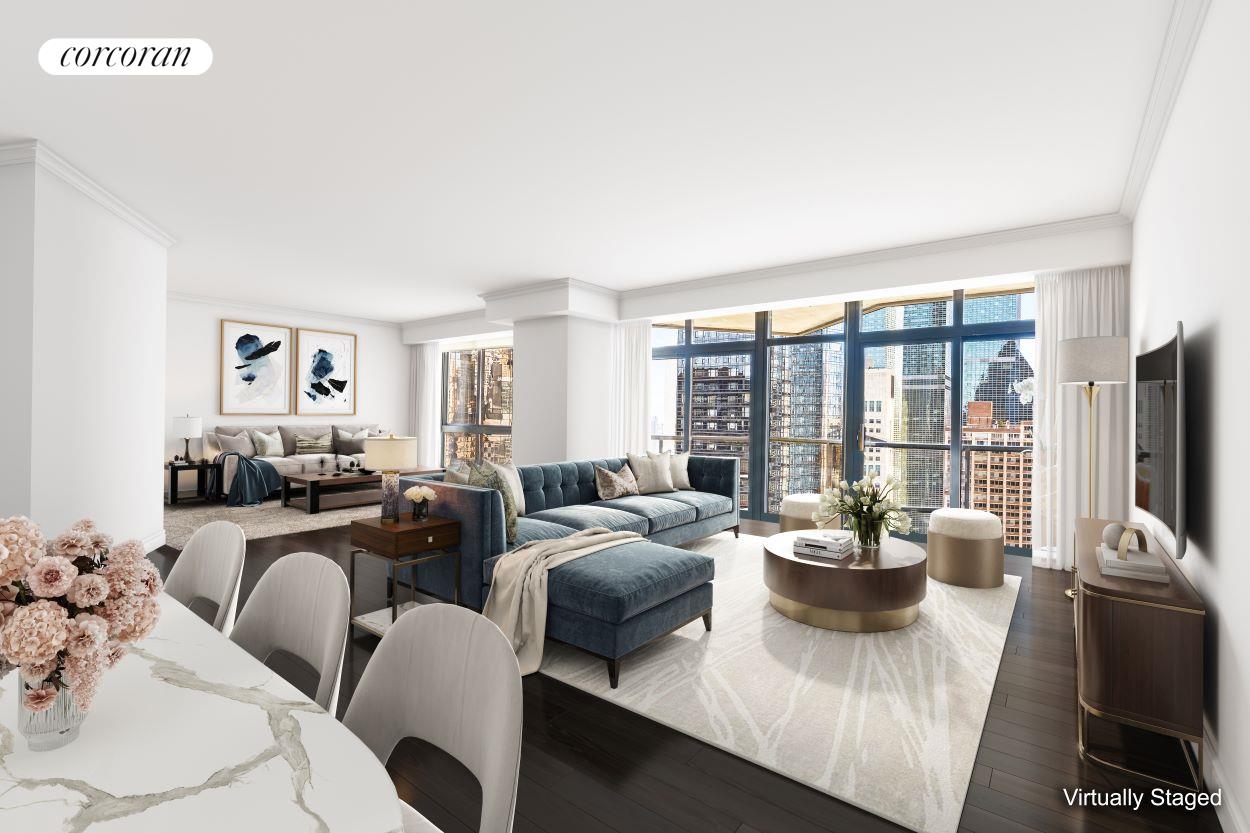 100 United Nations Plaza 33D, Turtle Bay, Midtown East, NYC - 3 Bedrooms  
3 Bathrooms  
5 Rooms - 