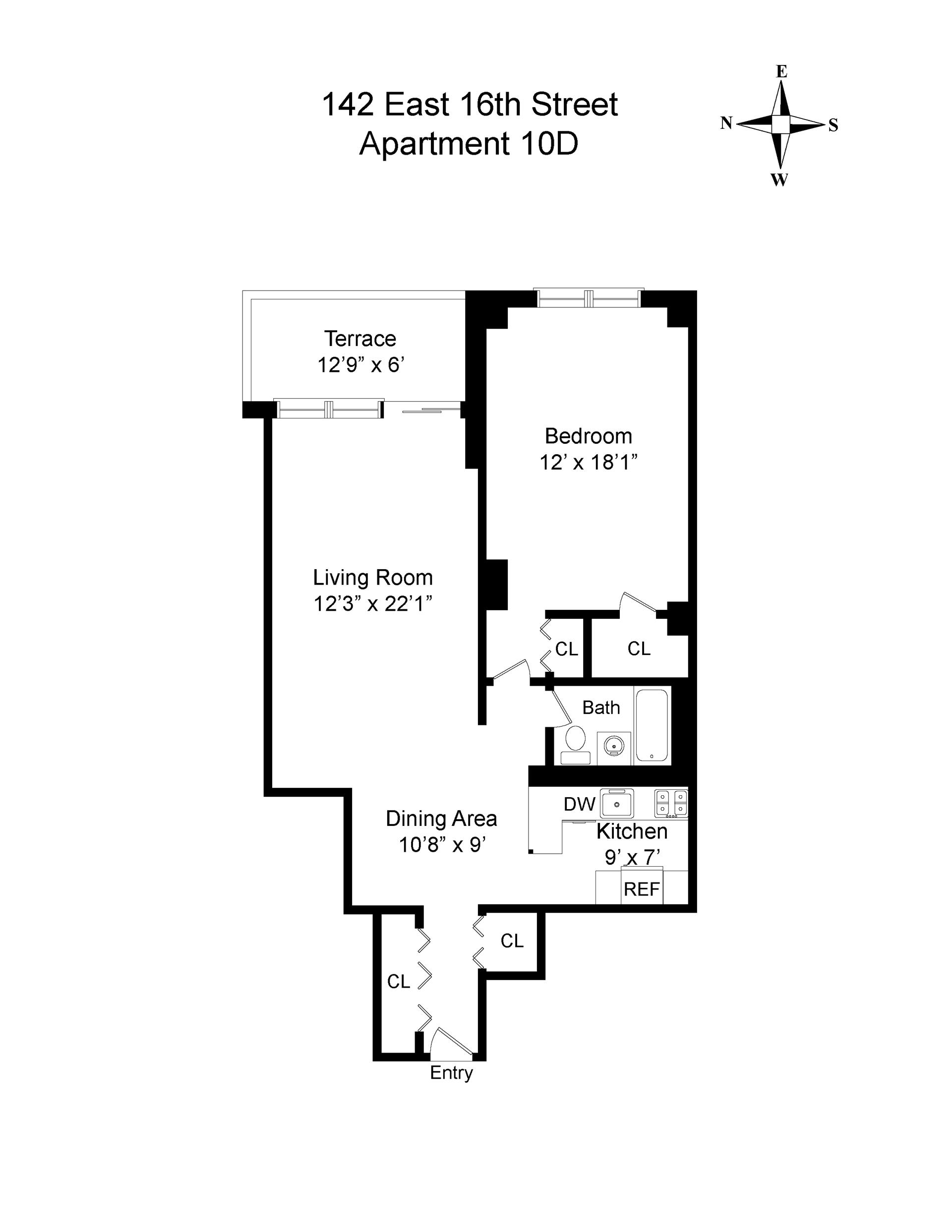 Floorplan for 142 East 16th Street, 10D