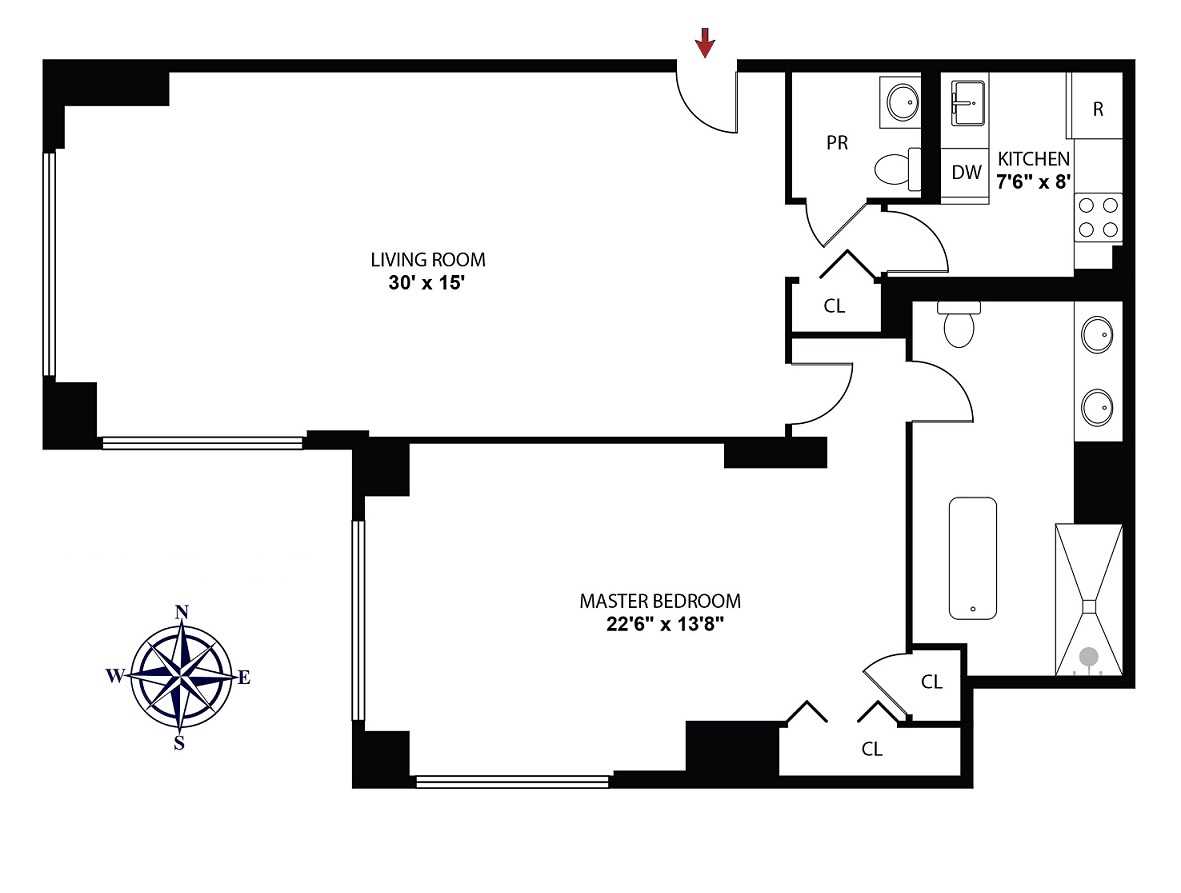 Floorplan for 721 5th Avenue, 30-H