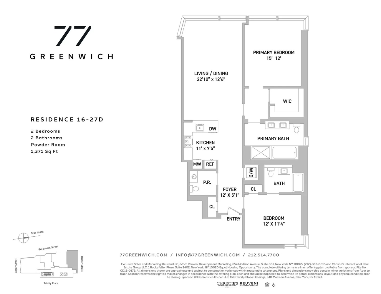 Floorplan for 77 Greenwich Street, 19D