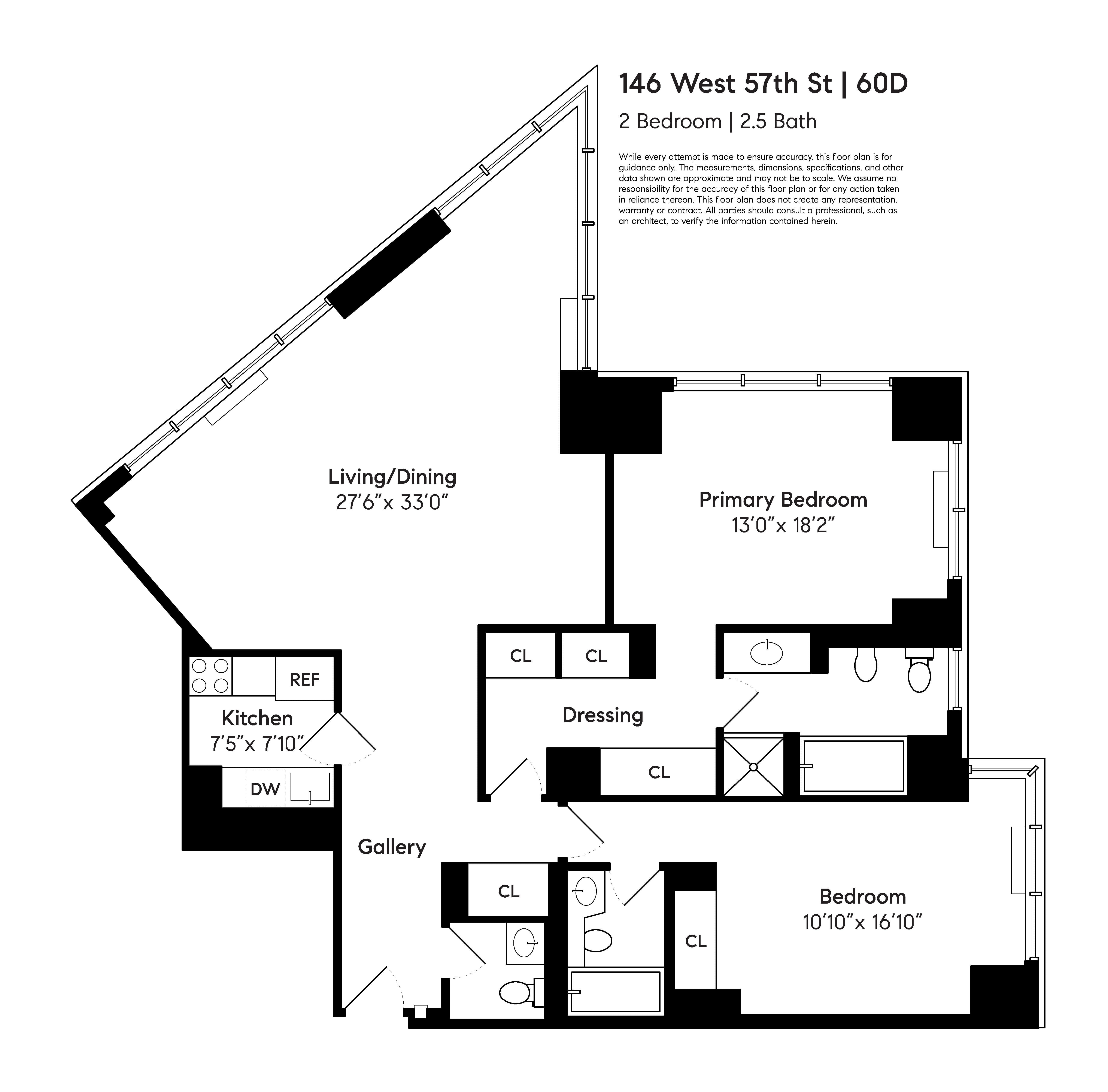 Floorplan for 146 West 57th Street, 60D