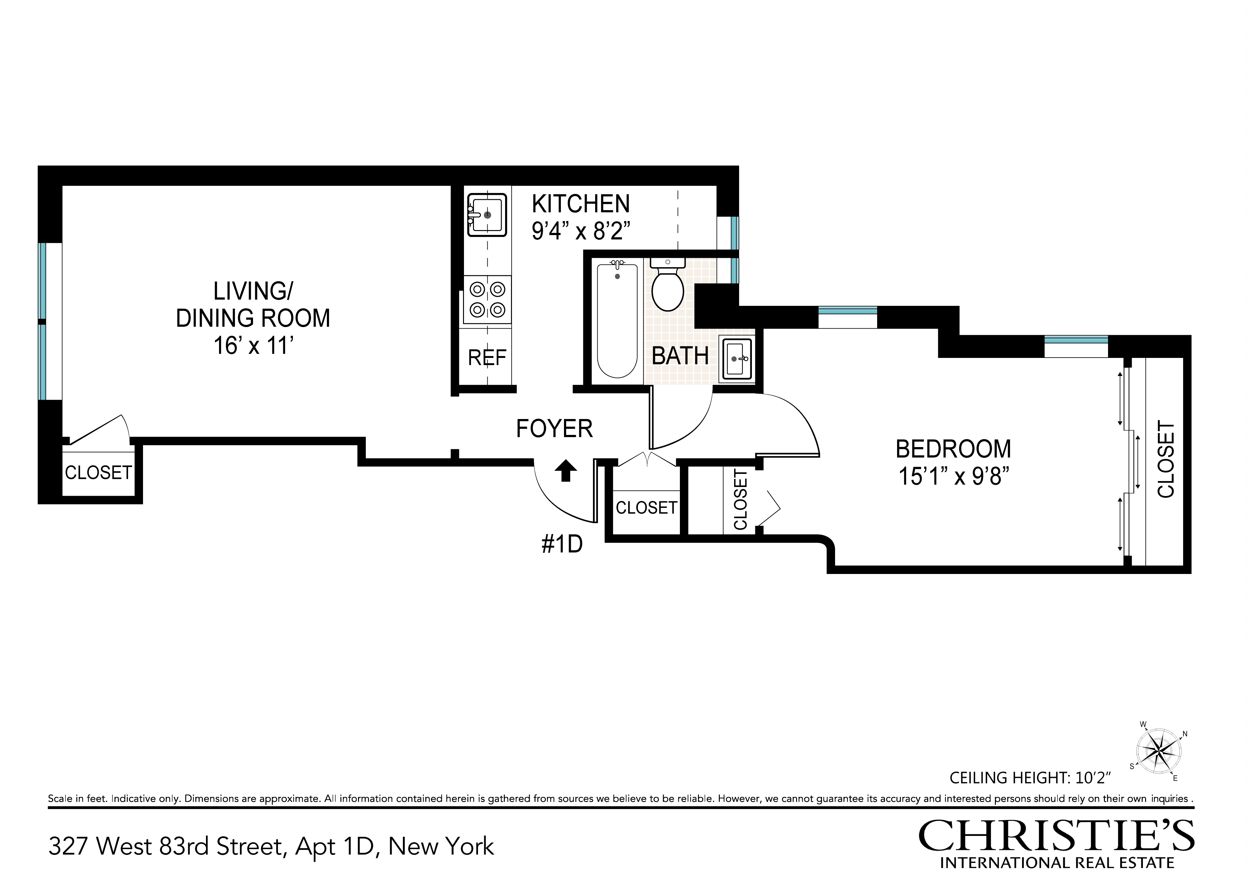 Floorplan for 327 West 83rd Street, 1D